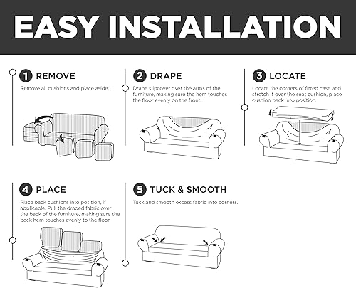 Miniatura 6 de Zenna Home, Funda elástica de felpilla para sofá de 2 piezas color marfil