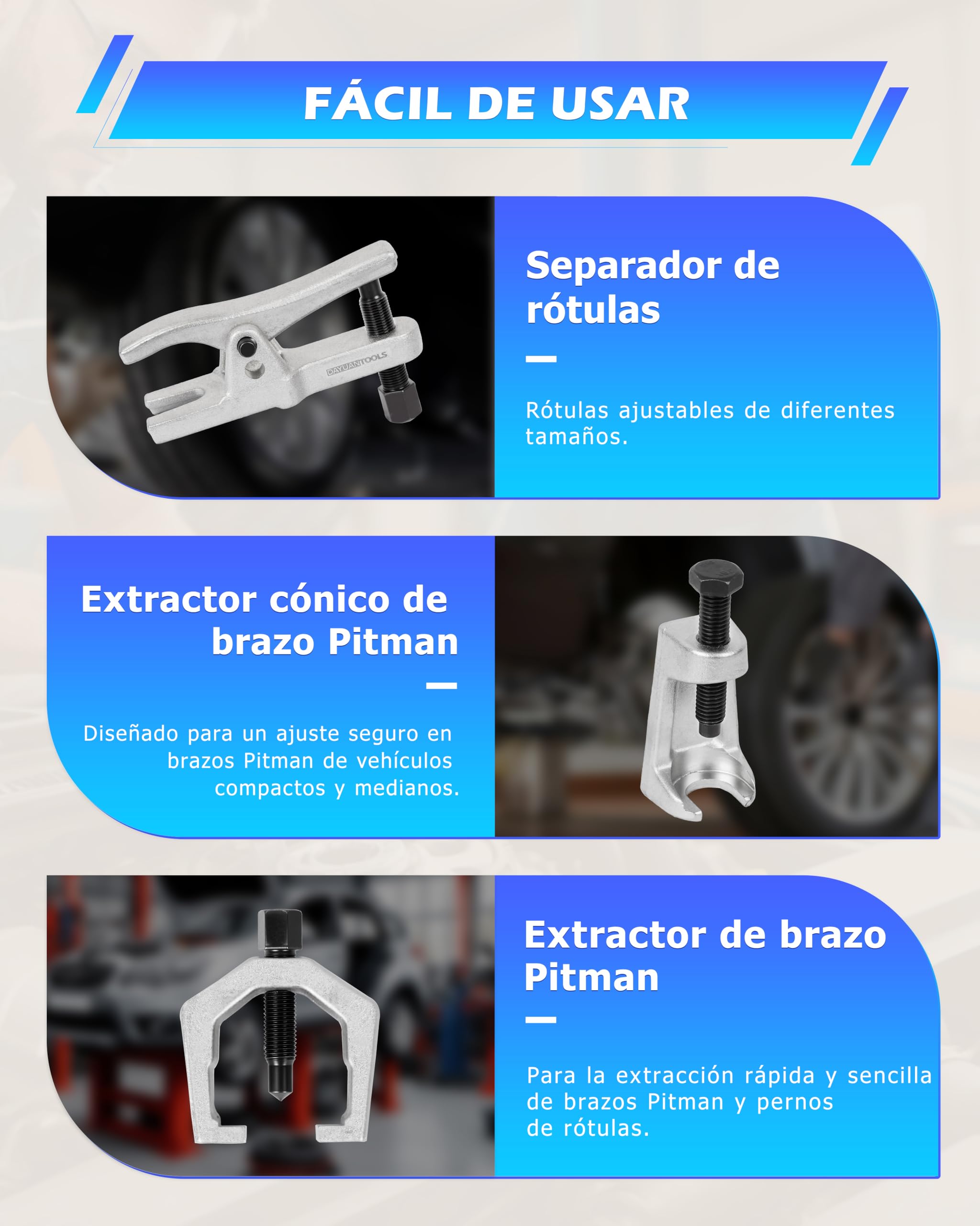 DAYUAN Juego de herramientas para auto que incluye extractor de rótulas, articulación esférica, extractor de cabeza de barra de acoplamiento, 5 piezas