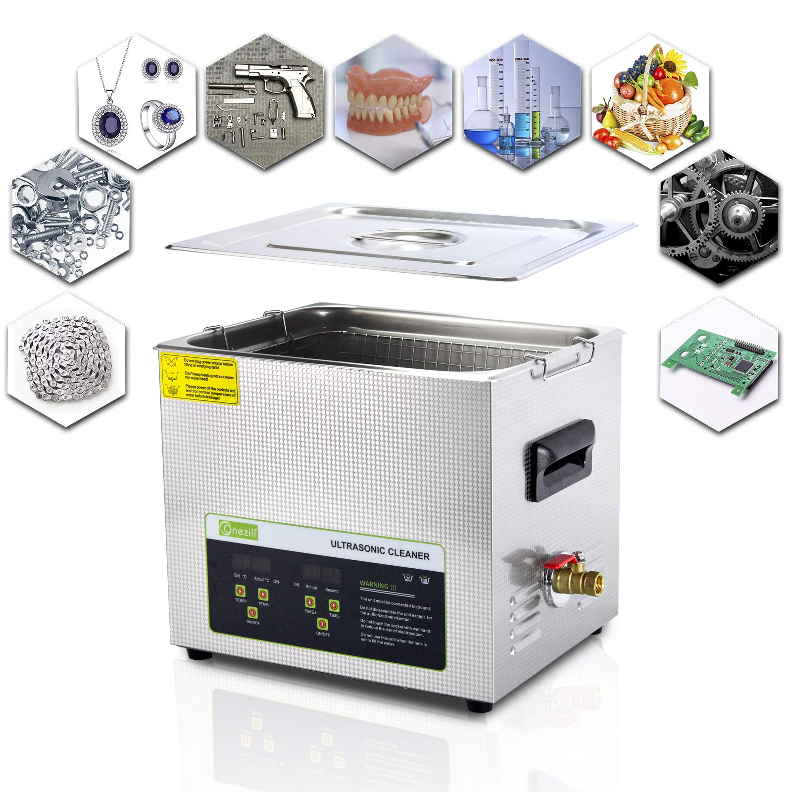 ONEZILI Ultrasonic Cleaner 10L, 240W Ultrasonic Carburetor Cleaner