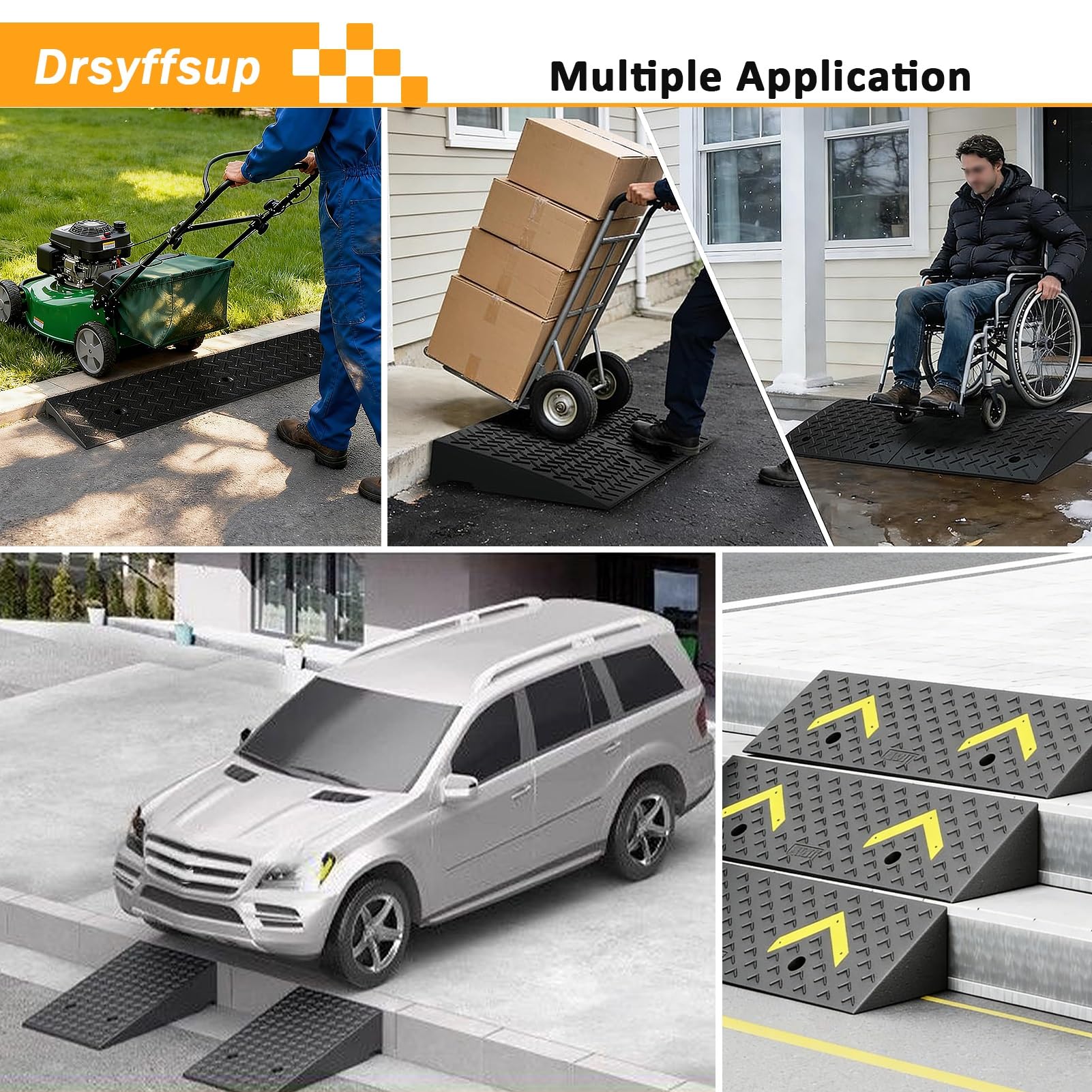 Rampy do wjazdów, ramp samochodowych, wytrzymałe gumowe rampy progowe do ramp załadunkowych, garaży, chodników, skuterów, motocykli, wózków inwalidzkich (100 x 30 x 15 cm)