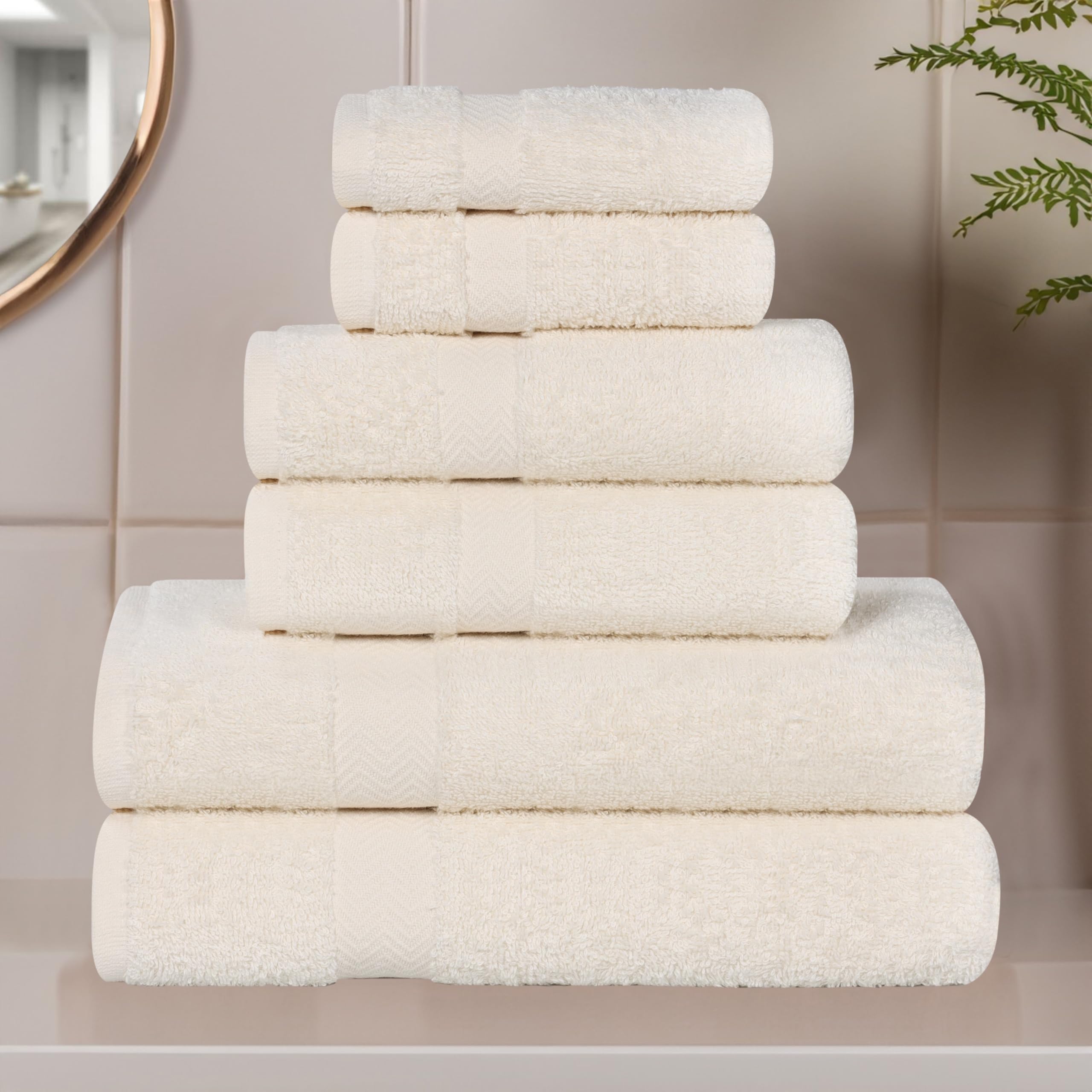 Superior Franklin, Set di 6 asciugamani in cotone, peso medio per bagno, doccia, spa, asciugatura rapida, essenziali per la casa, include 2 asciugamani per il viso/salviette, 2 asciugamani per le