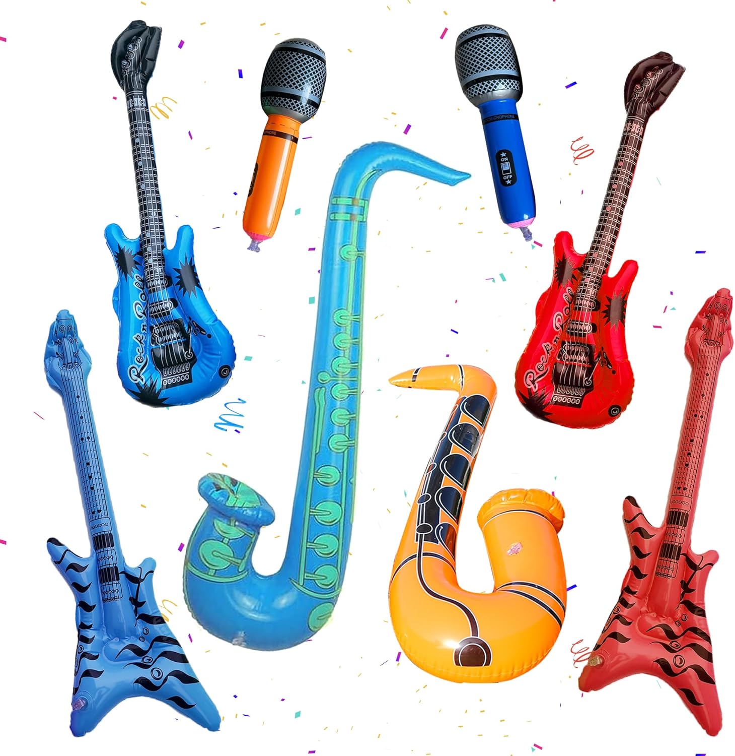 Inflatable Toys Musical Instrument Balloon – 8 Pieces Musical Party Decor Inflatable Guitar Bass Saxophone Microphone Balloon Inflatable Music Toy Set for Kids Adults Concert 70s 80s Rock Party Decor Inflatable Toys Musical Instrument Balloon – 8 Pieces Musical Party Decor Inflatable Guitar Bass Saxophone Microphone Balloon Inflatable Music Toy Set for Kids Adults Concert 70s 80s Rock Party Decor