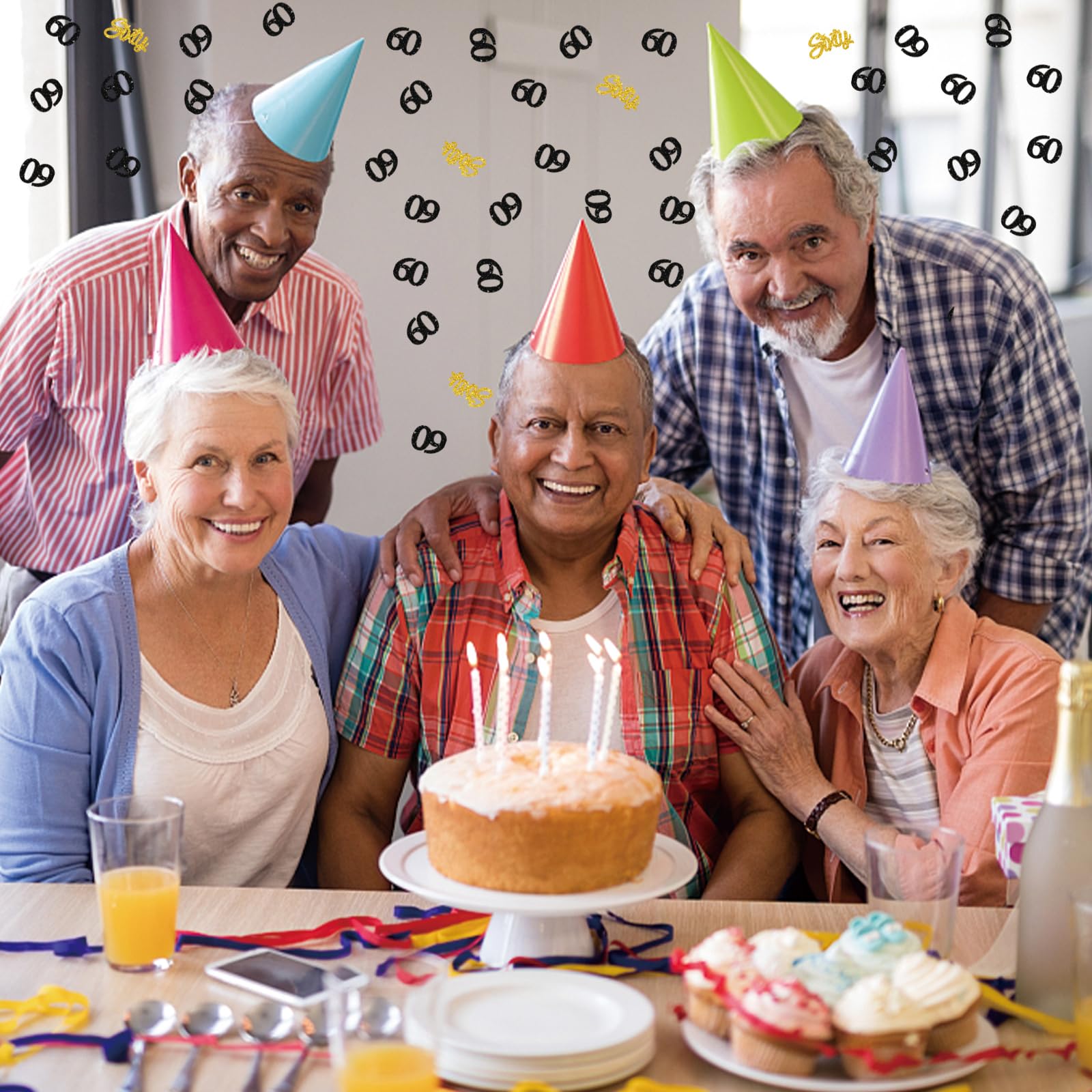 60. Geburtstag Konfetti-Set – 100 Stück Goldener Glitzer, Für Tischdekoration, Kuchendeko & Party-Streuung