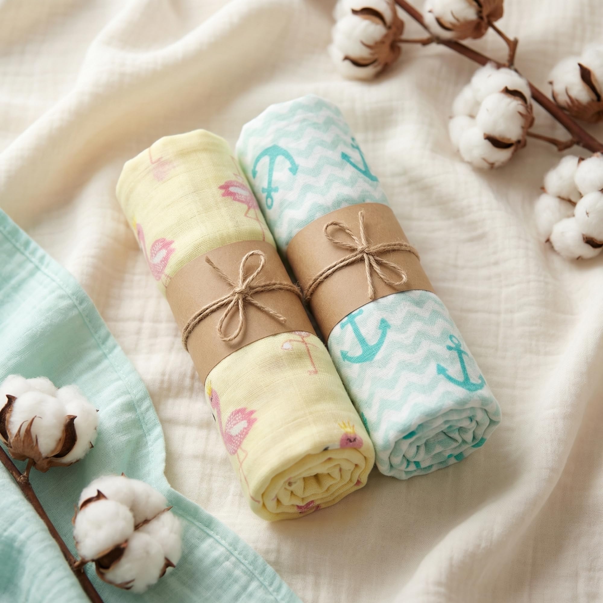 Premium Muslin Swaddle Blankets for Newborn Baby (Pack of 2) | Soft Breathable Cotton Baby Wrap | Multi-Use Swaddle, Receiving Blanket, Baby Towel | Lightweight & Gentle for Sensitive Skin (Peach)