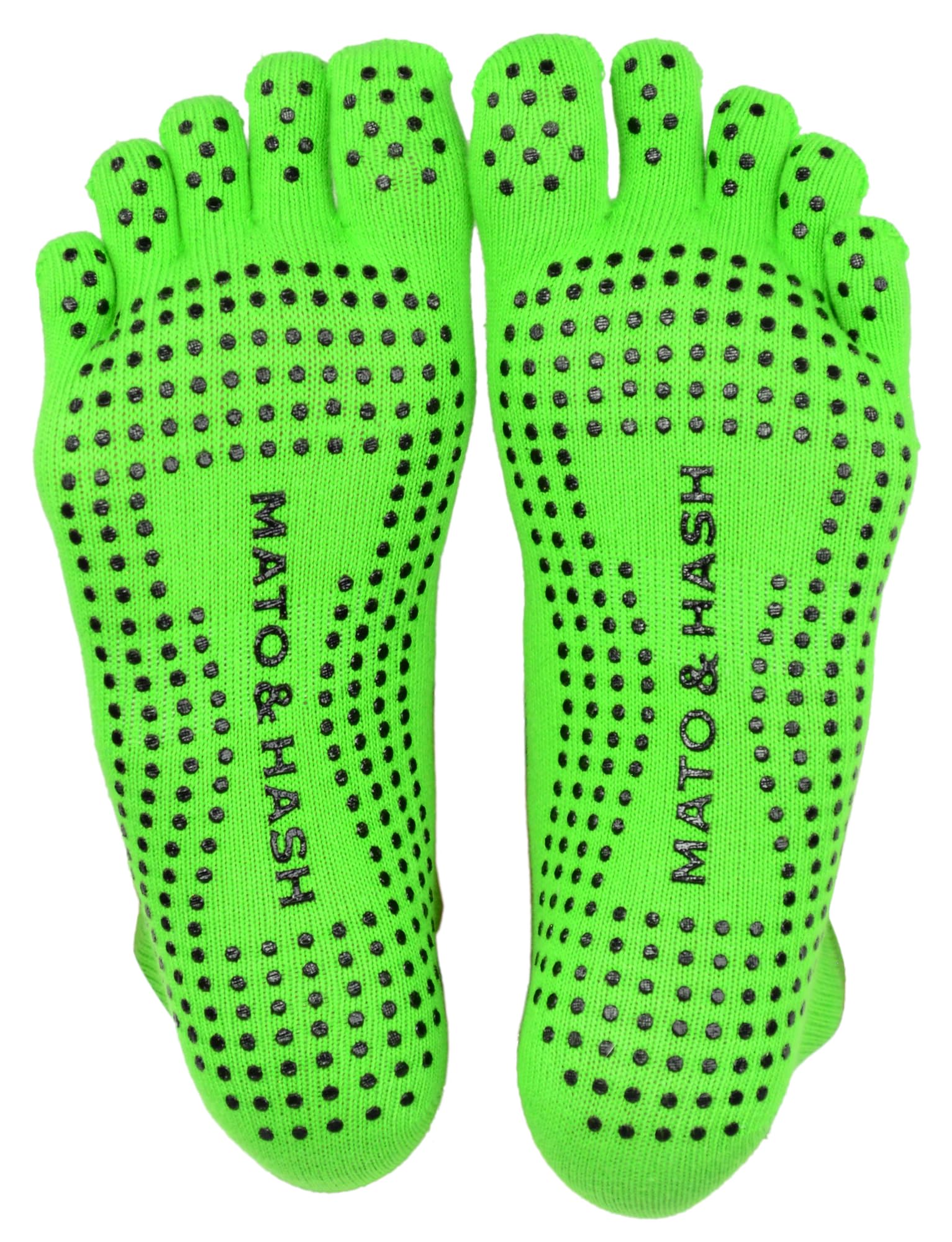 Mato &amp; Hash 5-Toe Exercise Barefoot Feel Yoga Socks With Full Grip