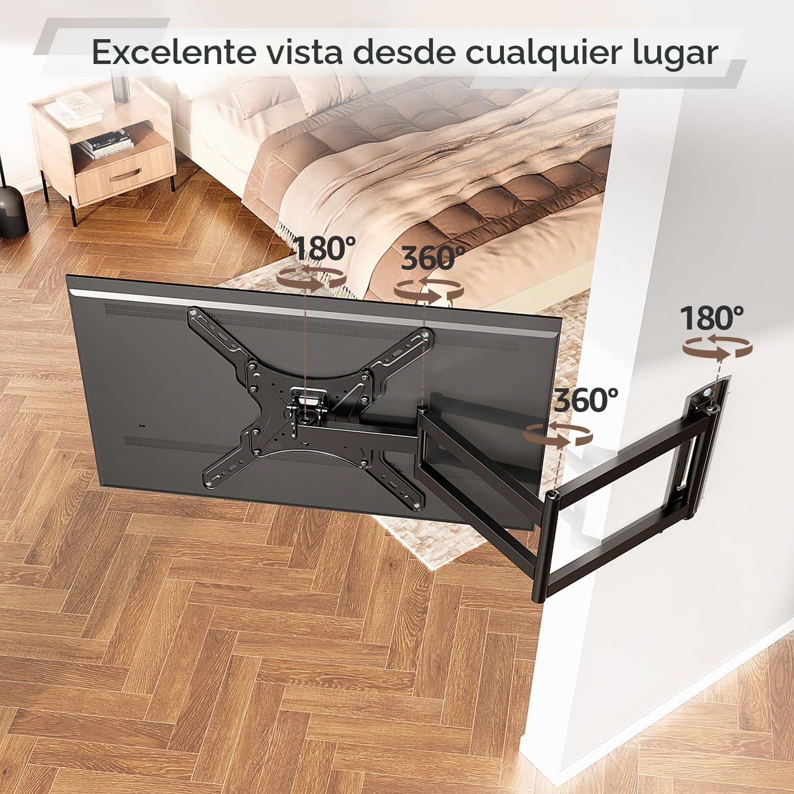 ELIVED Soporte de pared para televisores de 26 a 65 pulgadas (950 mm) | Soporte para TV de esquina extensible, máx. VESA 400 x 400 mm, soporta hasta 35 kg, EV3018