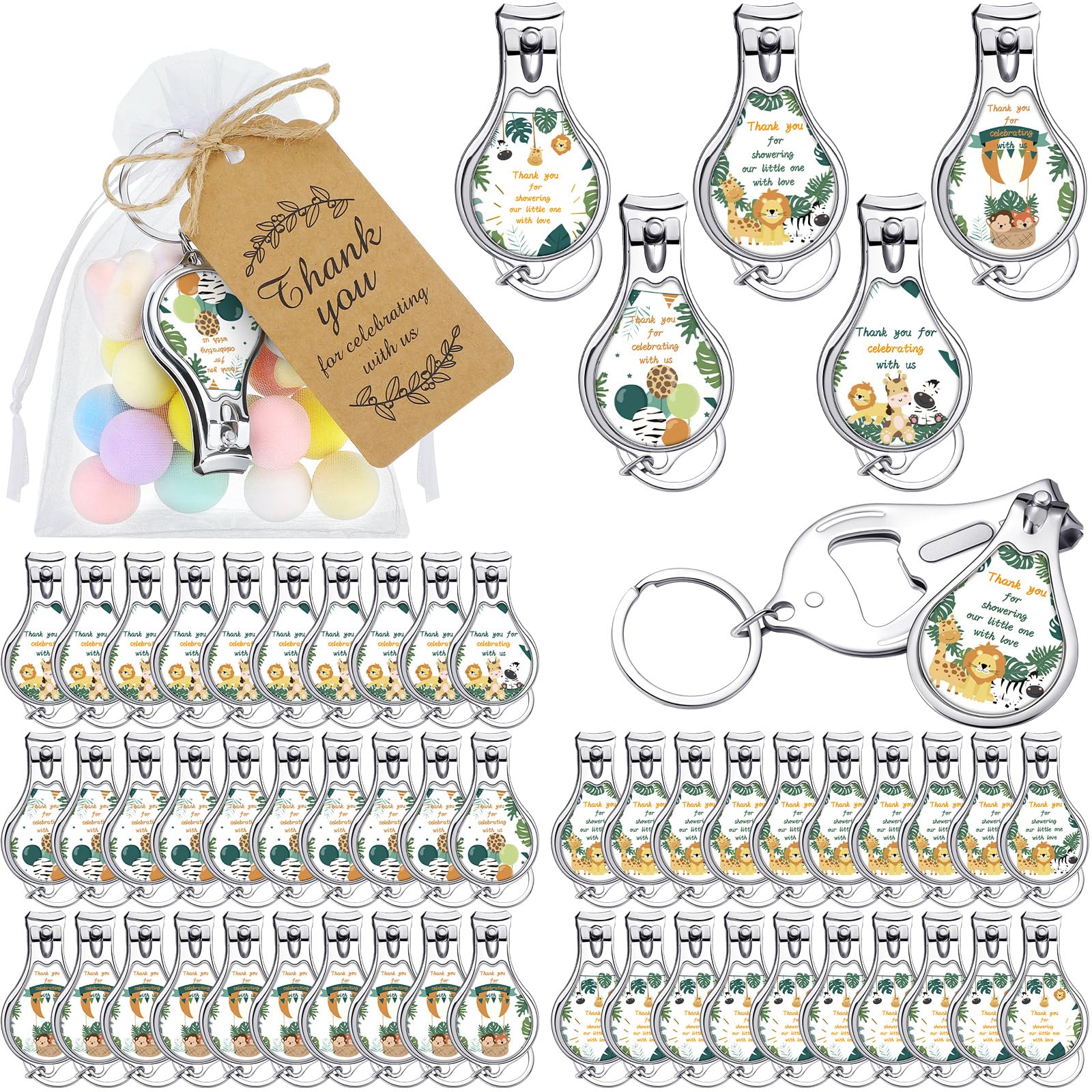 Minatee50 Set Baby Shower Nail Clipper and Bottle Opener Baby Shower Favors for Guest Gift for Gender Reveal (Forest)