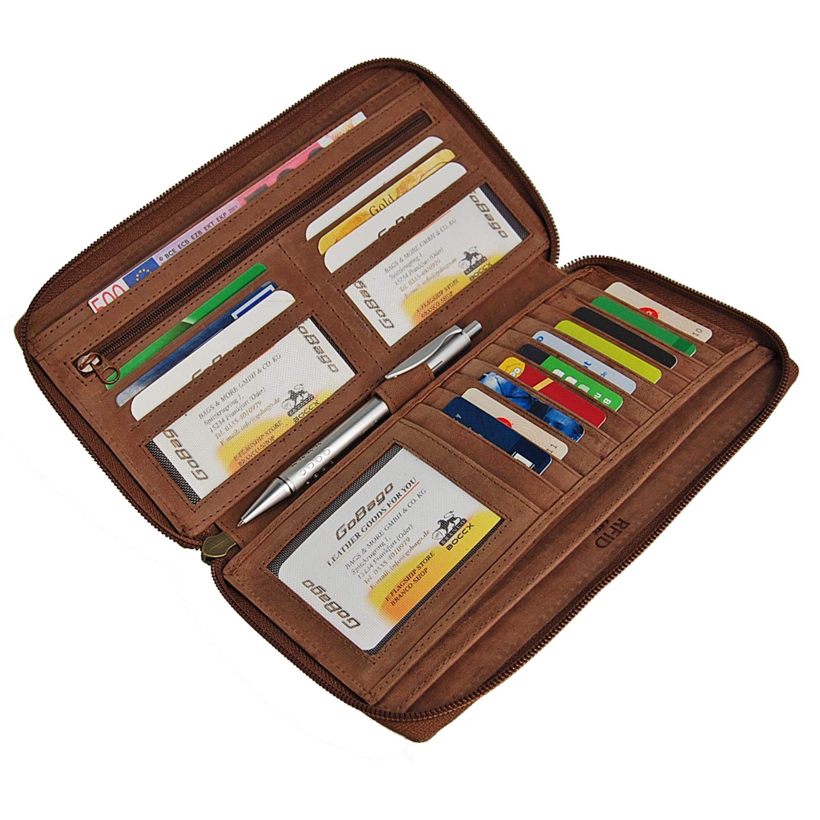 Reiseorganizer Ticketbörse Reisepasshülle RFID-Blocker Brieftasche Reisebörse Leder Reisebrieftasche GoBago