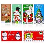 Iconikal 30-Pack Christmas Gift Card Money Holders with Envelopes 3.25x6.25-Inch 6 Festive Designs Holiday Cash Check Holder Party Favors