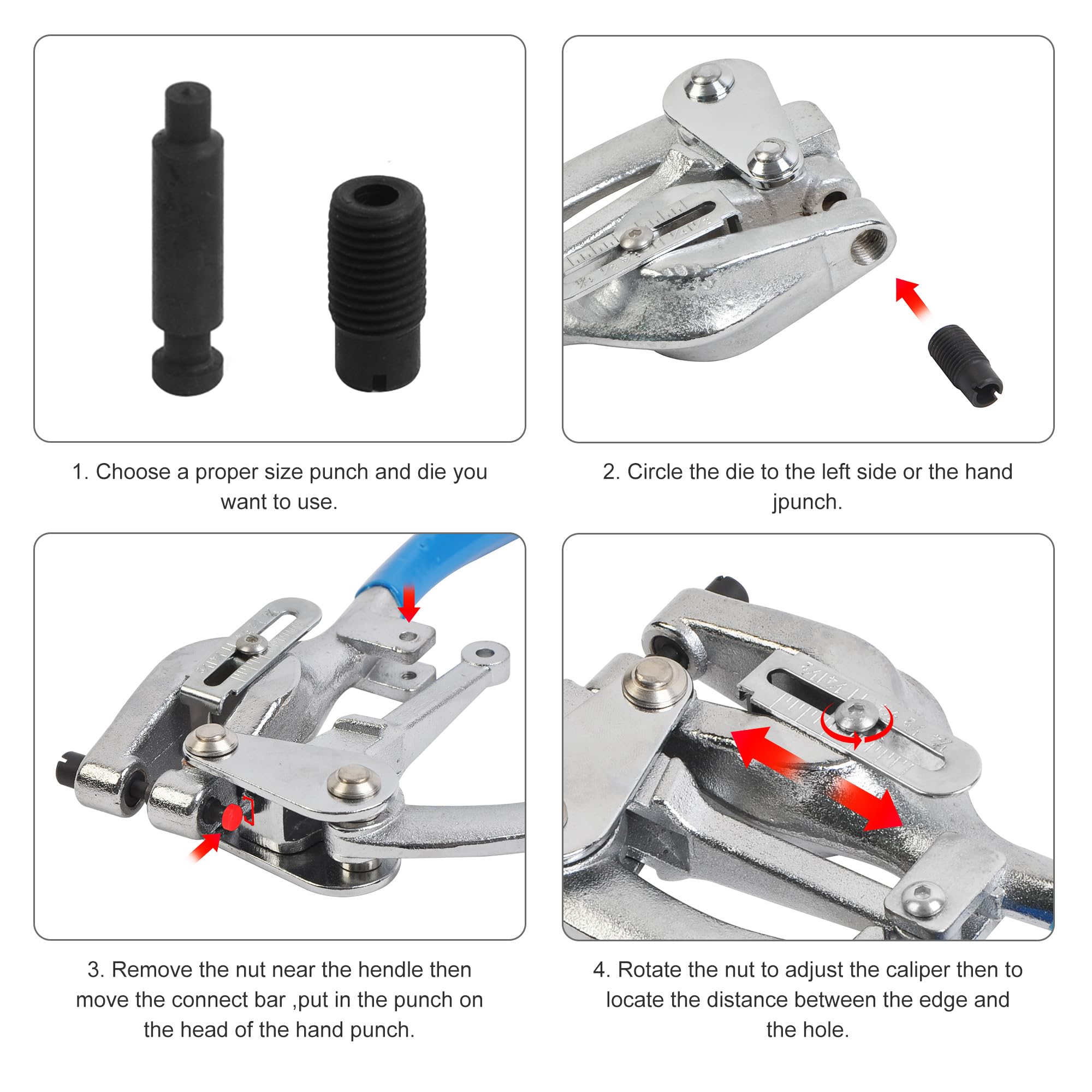 Heavy Duty Hole Punch Set - Cr-V Steel -4