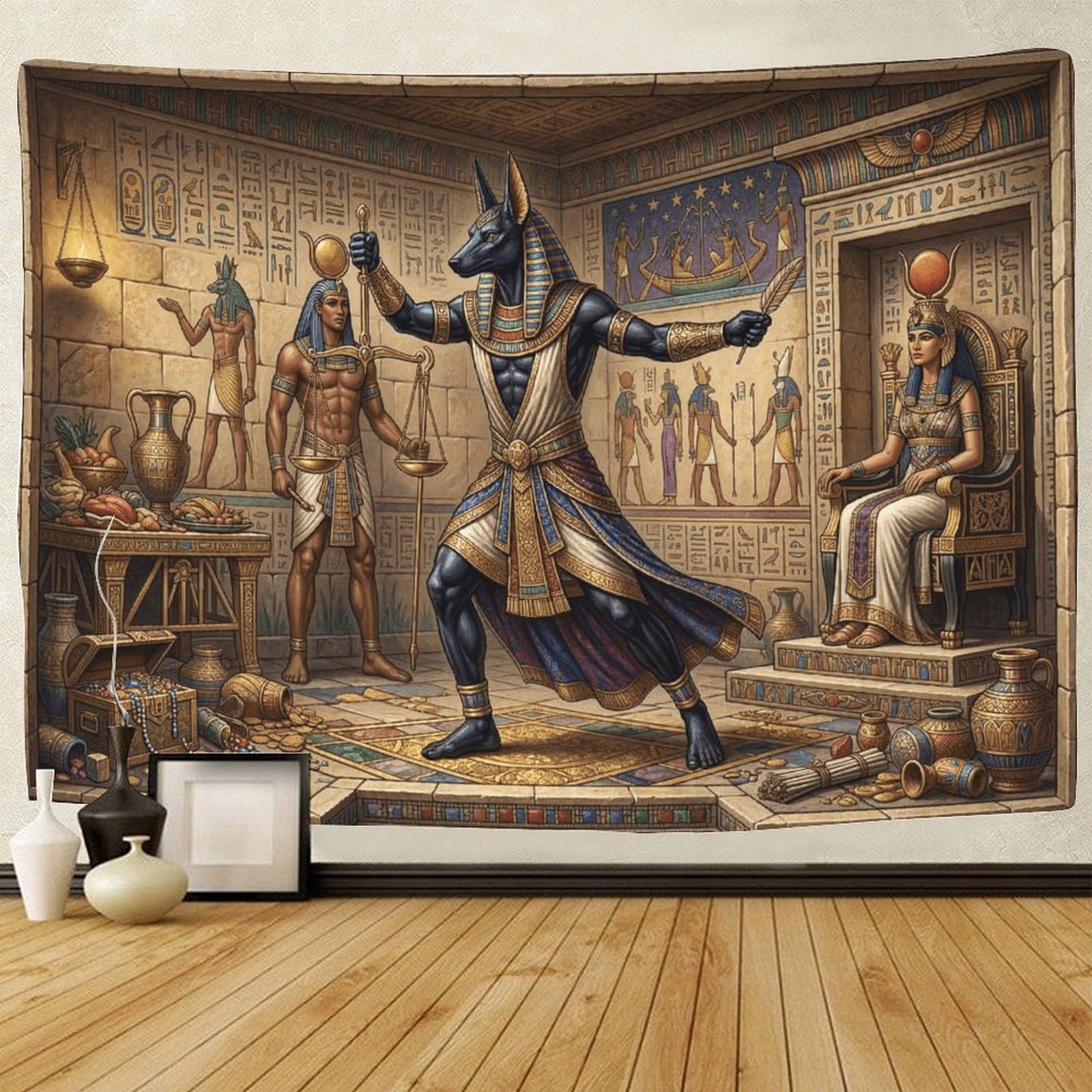 GPMNBCXZK Egyptian Anubis Wall Tapestry Bedroom Dorm Living Room Pharaoh Art 3D Printed Decor 70cmx100cm