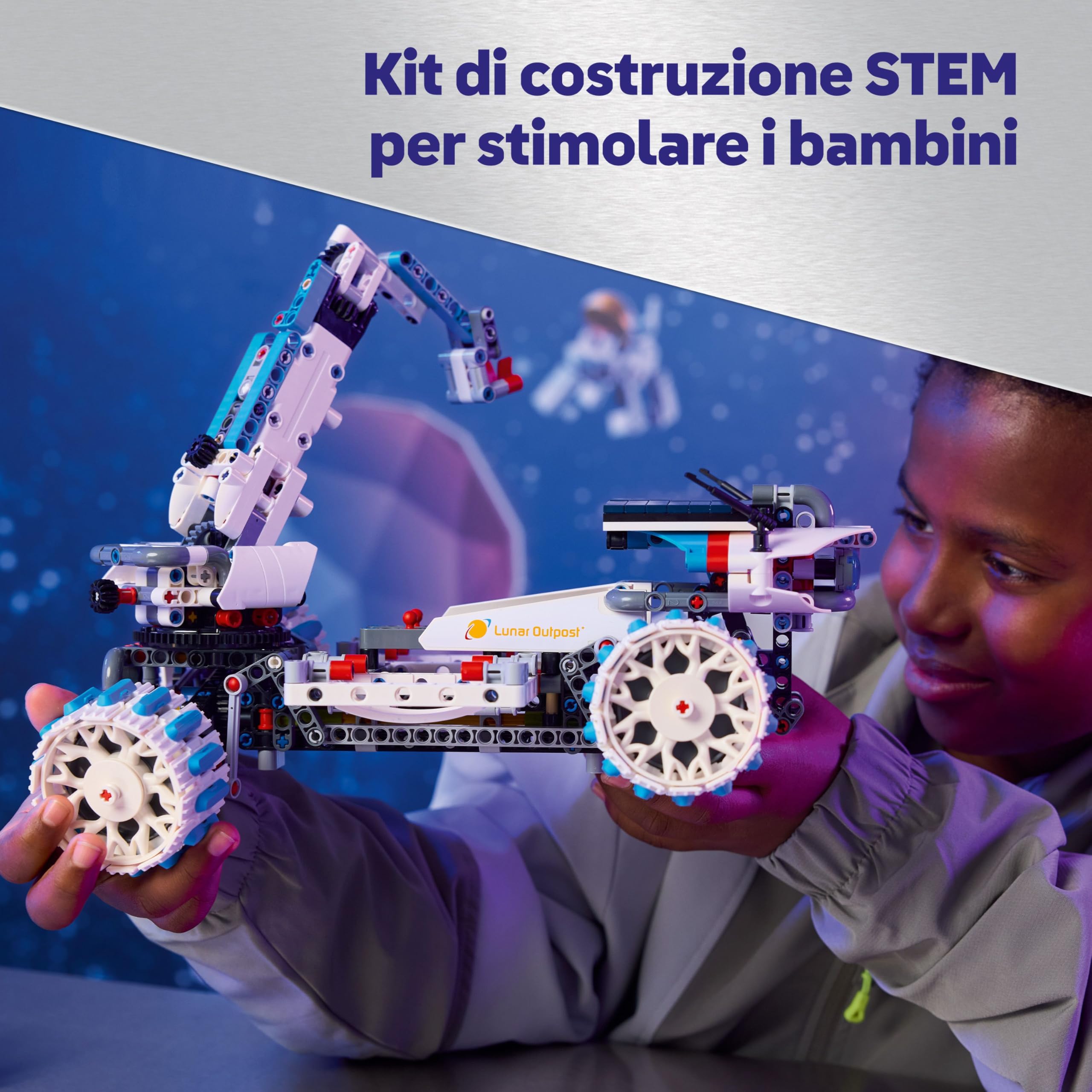 LEGO Technic Veicolo Spaziale Rover Lunare Lunar Outpost - Giocattolo Interattivo STEM con Braccio, Pannelli Solari e Modello di Robot - Regalo di Compleanno per Bambini e Bambine da 10 Anni - 42211
