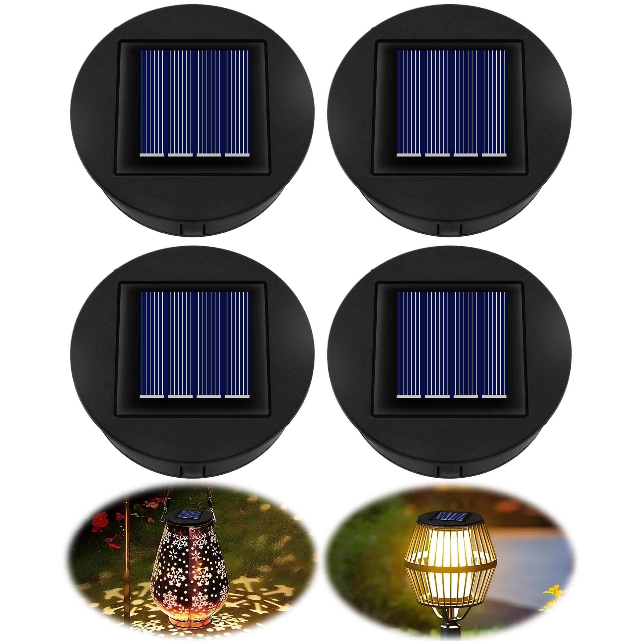 Solar Ersatzdeckel 8 cm für Solarleuchte Außenlaternen, 1.2V, IP44 Ersatzmodule für Solarlampen Warmweiß Licht, LED Solarmodule ersatz für Garten Laterne Terrasse Beleuchtung, 4 Stück