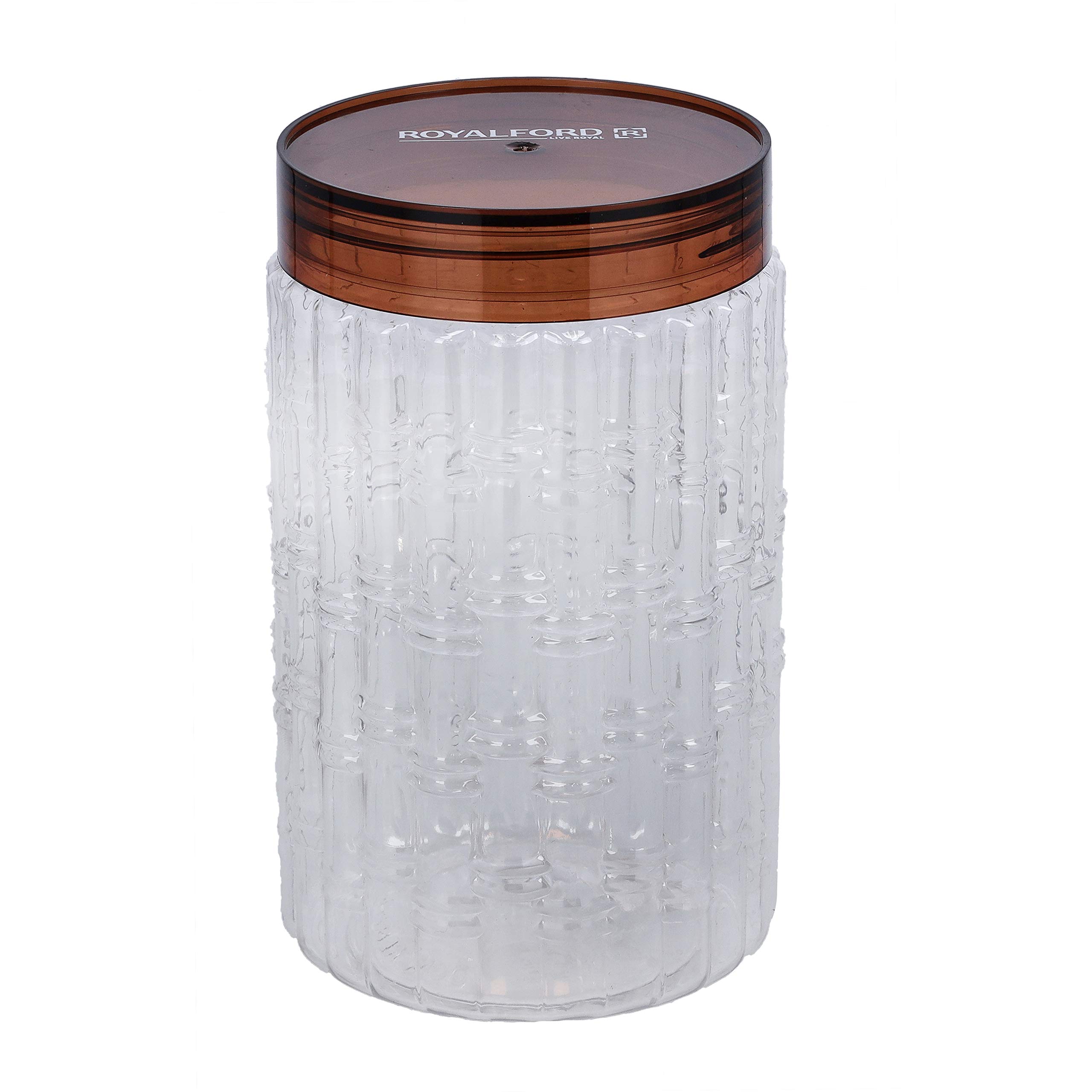 Royalford 1500Ml Christy Clear Canister- Portable & Stackable Design | Transparent Body With Tight Lid | Perfect For Preserving Snacks, Chocolate Bars, Coffee Beans, Cookies, Cereals & More,Rf10076