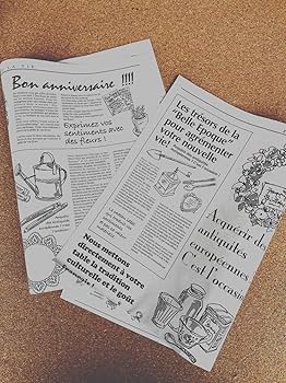 Amazon | フランスの新聞紙風プリント お花やプレゼント,ギフト