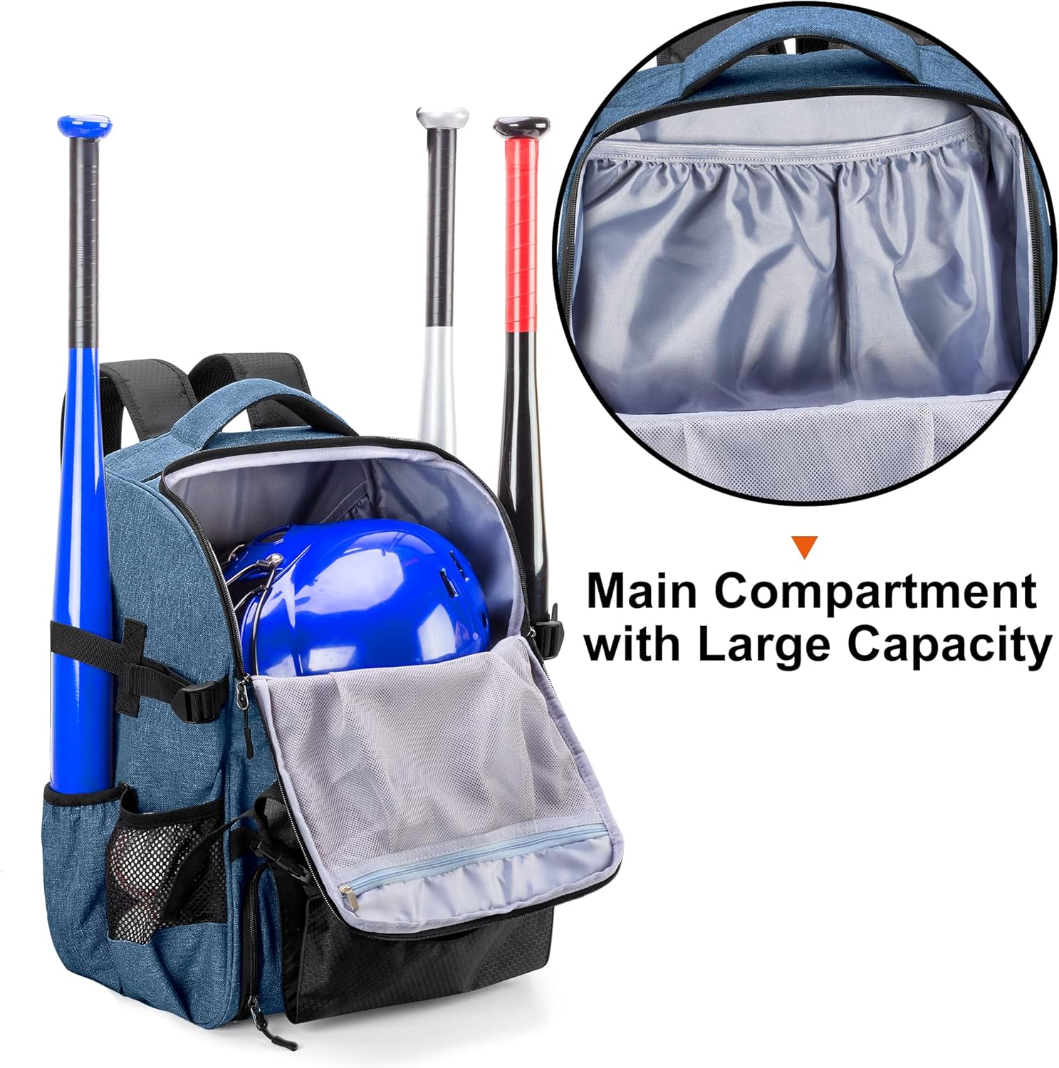 DSLEAF Baseball Backpack for 4 Bats, Softball Bag with External Helmet Holder and Separate Shoe Space Up to US Mens 13 - Image 2