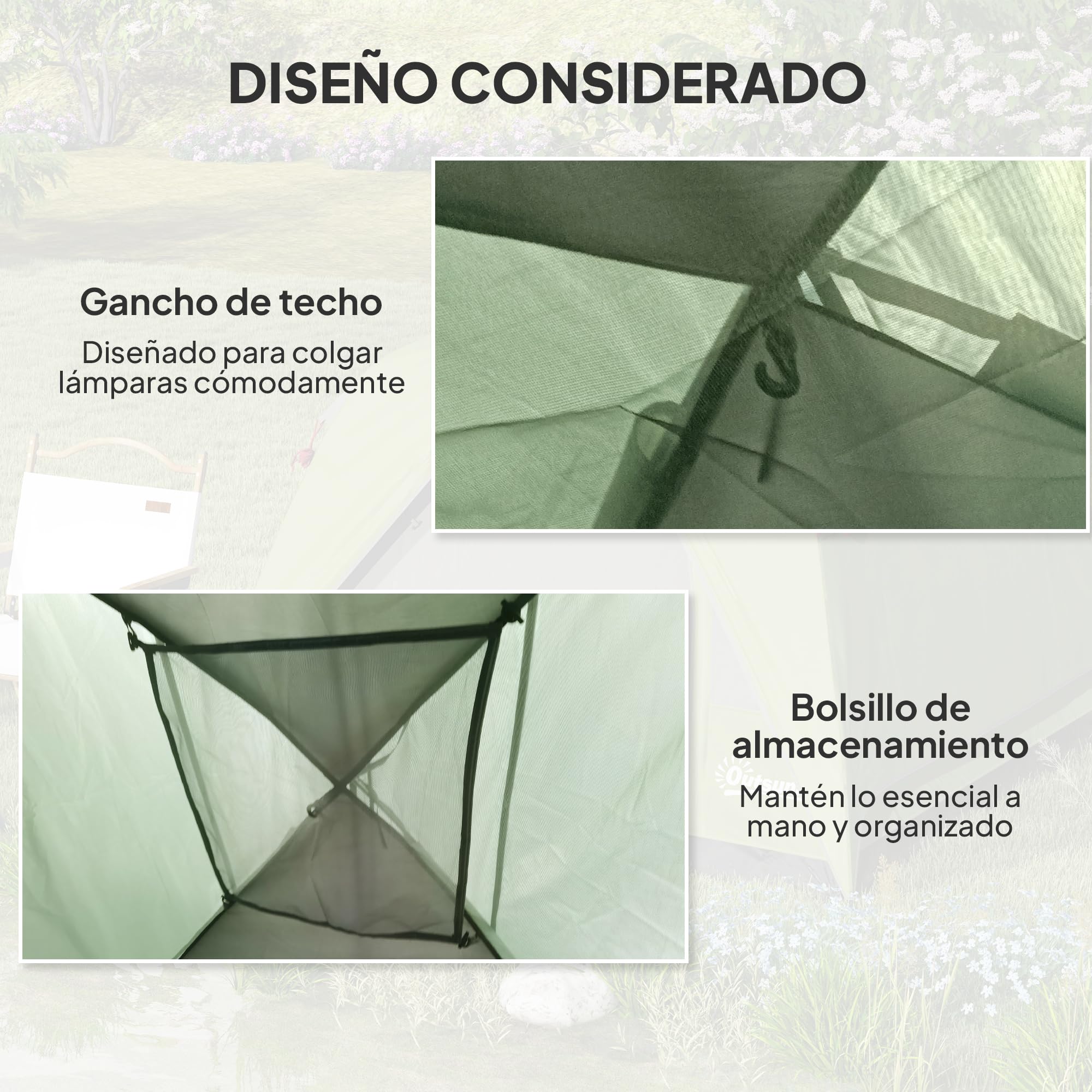 Outsunny Tienda de Campaña para 2-4 Personas Tienda de Camping Plegable con Puerta Ventanas de Malla Bolsillo Gancho y Bolsa de Transporte Impermeable Fácil Instalación para Senderismo