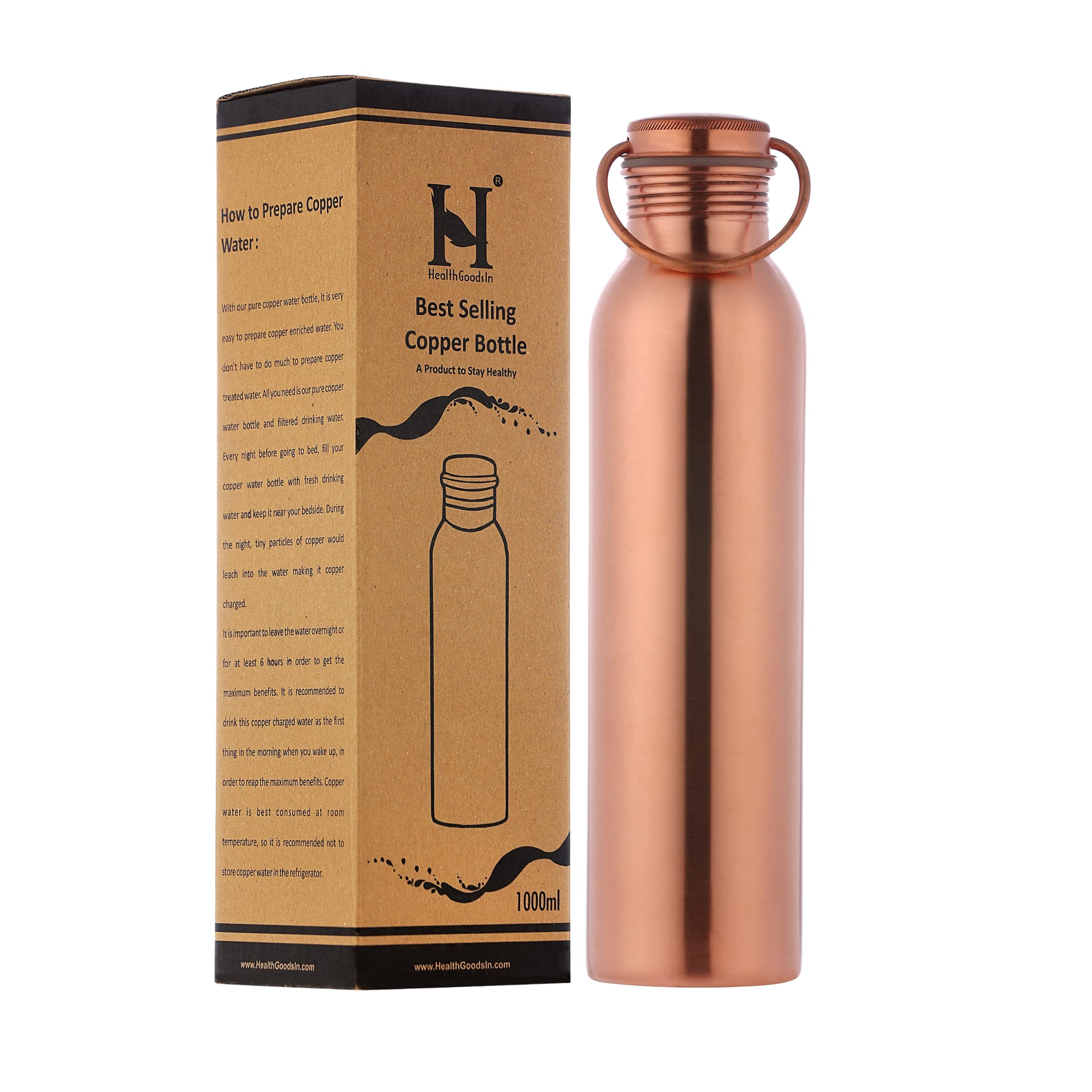 Amazon.com: Premium Pure Copper Water Bottle Matte Finish