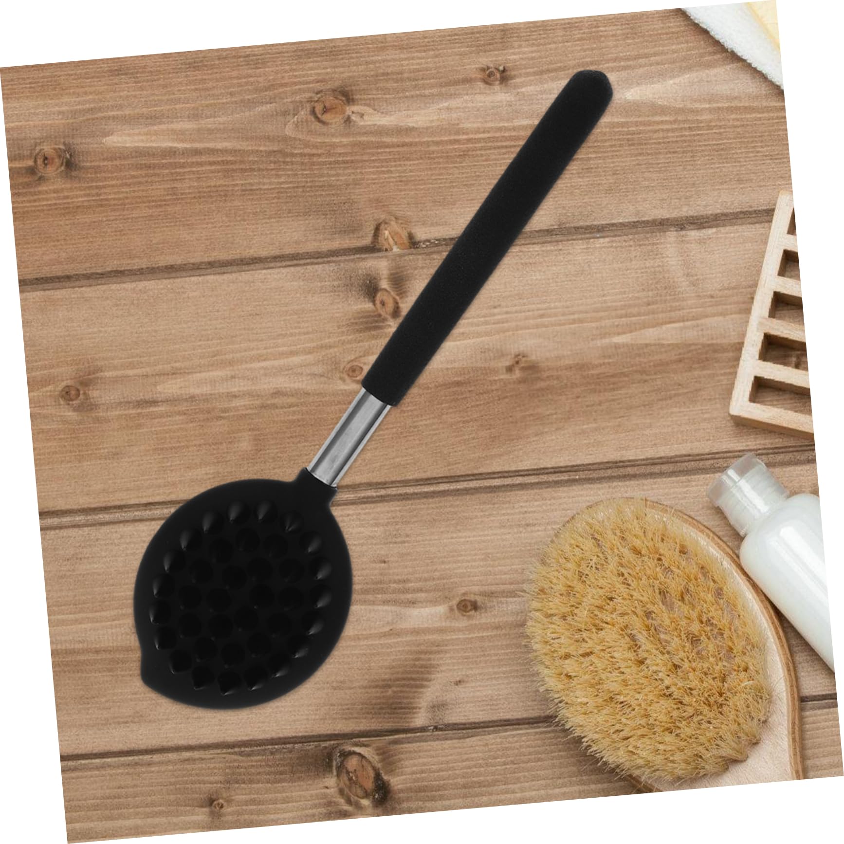 Healvian 5pezzi Spazzola Massaggiante Silicone Con Manico Lungo Scrubber Per Doccia e Schiena Design Ergonomico e Morbido Per Tutti Tipi