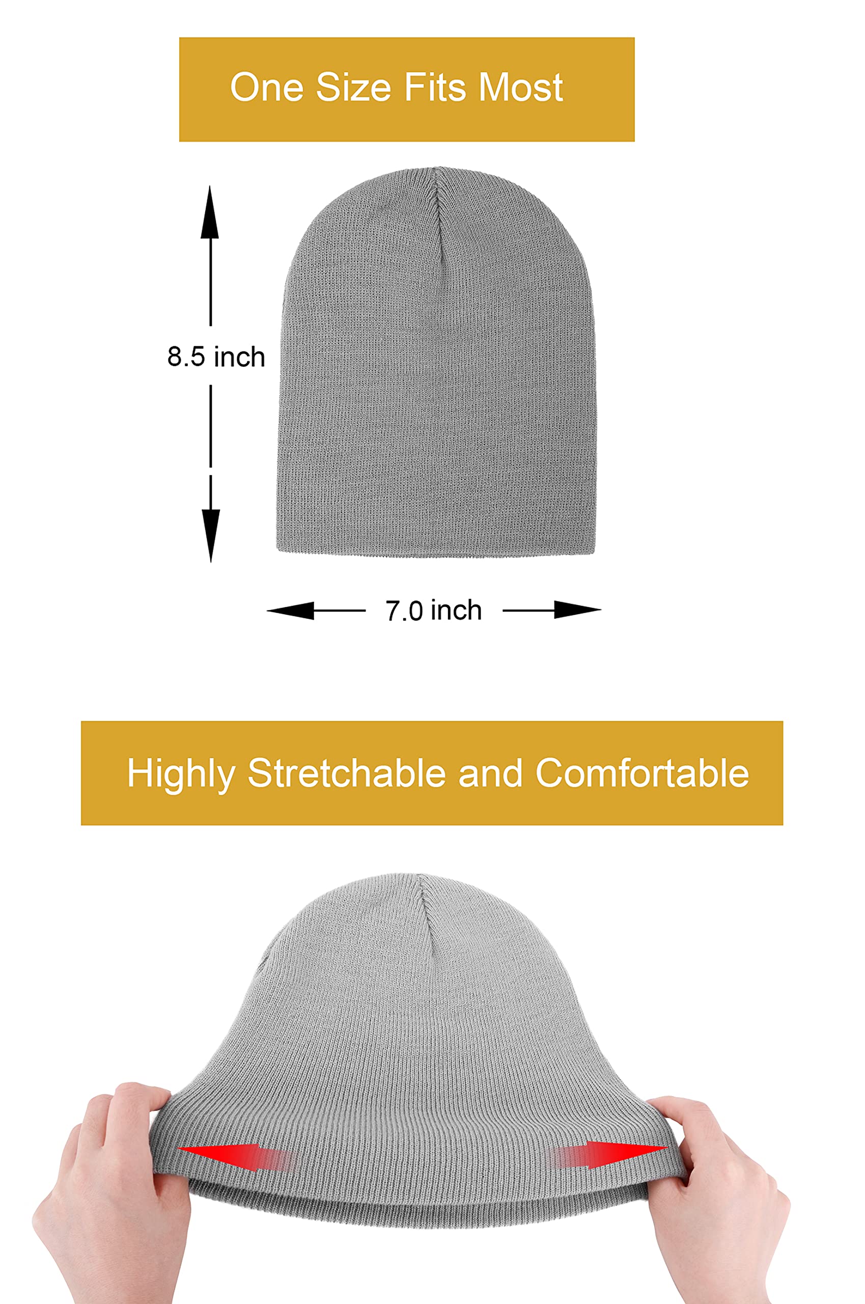 Simplicidad las mujeres/hombres Basic color sólido cálido Knit gorro de esquí y snowboard, hombre, gris