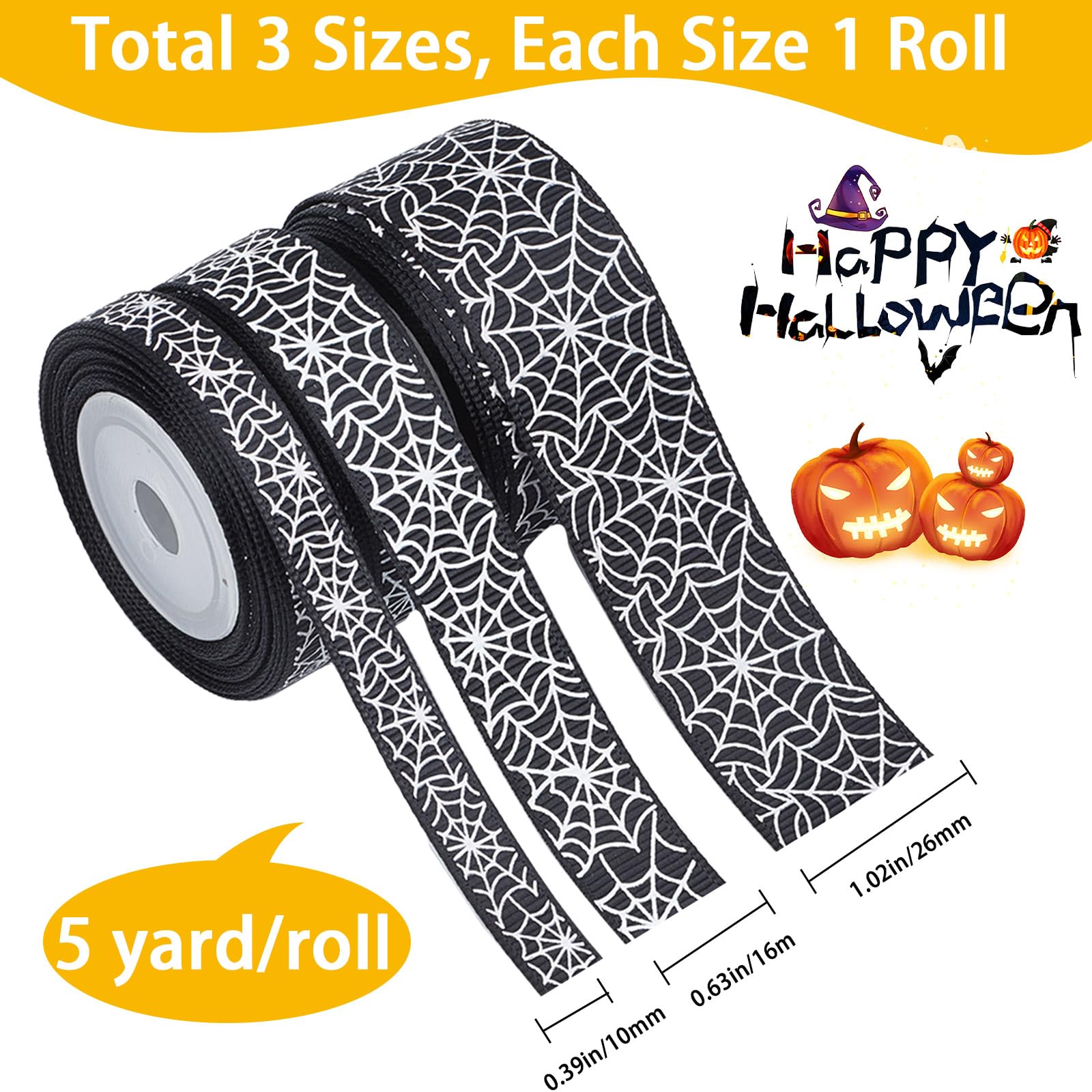 HOWAF Halloween Ripsbänder – 12 Rollen Dekoband Mit Gruselmotiven Für DIY & Party