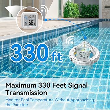 BaldrTherm Smart Pool Thermometer with WiFi Gateway, Digital Floating Anti-Fog 360 Reading with IPX7 Waterproof, Remote App Notification Alert for Hot Tub/Ice Bath/Swimming Pool/SPA/Aquarium/Pond