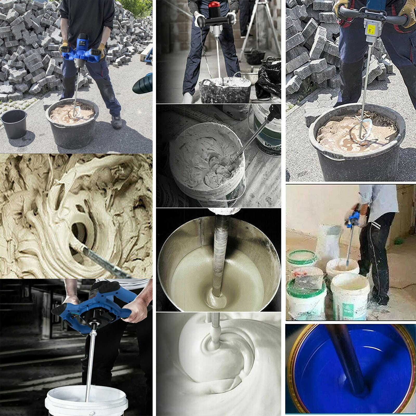 Mescolatore per Malta, 2600W Miscelatore Camion Betoniera Betoniera Elettrica, Agitatore M14 Regolabile, 6 Vlocità, 1700 giri/min, Agitatore Miscelazione di Vernice Mangime Gesso Calcestruzzo Foraggio