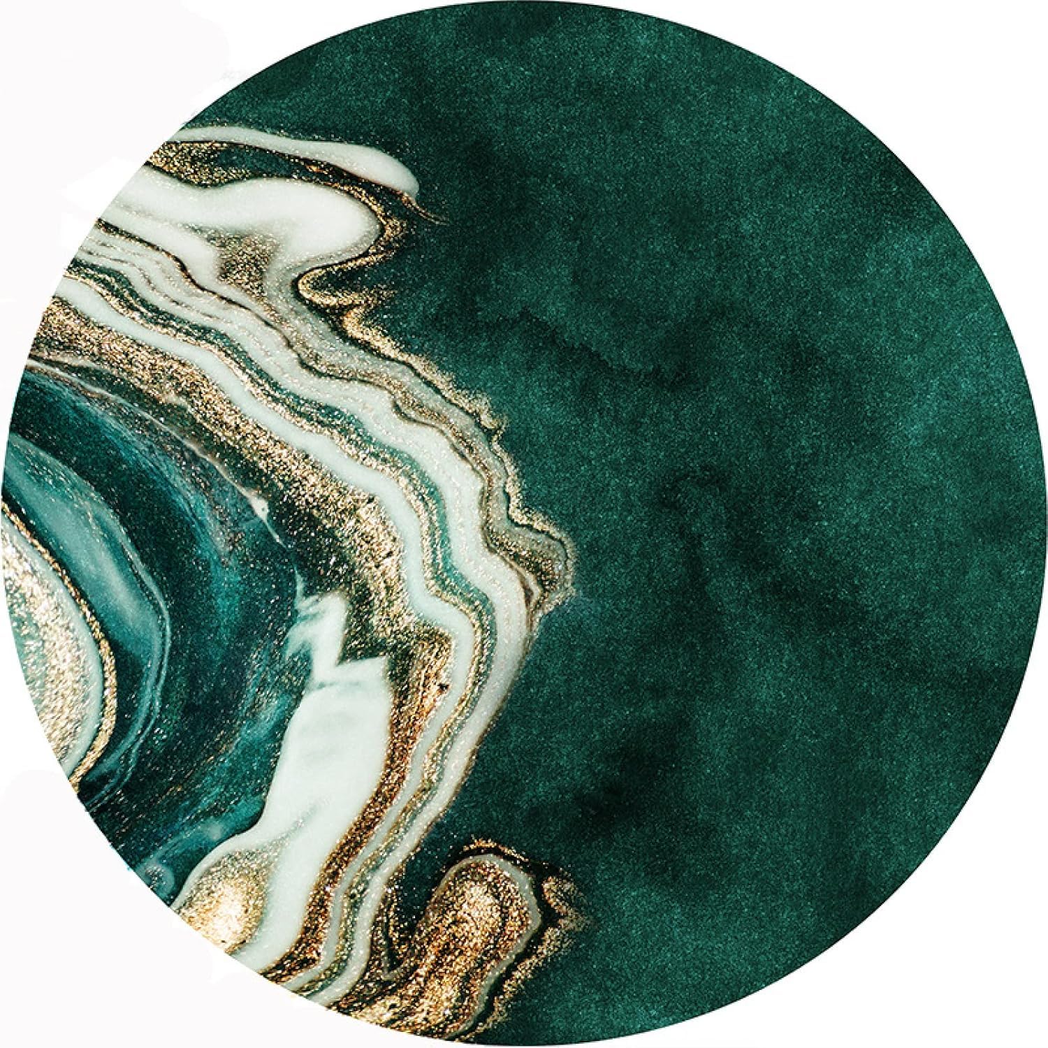 Tapis rond moderne vert foncé ø 100 cm en microfibres pour salon