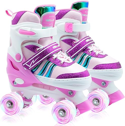 Miniatura 14 de Patines de Ruedas para Niños, 4 Patines de Ruedas Ajustables con Ruedas Iluminadas, Patines de Ruedas para Niñas y Niños, Niños Principiantes para
