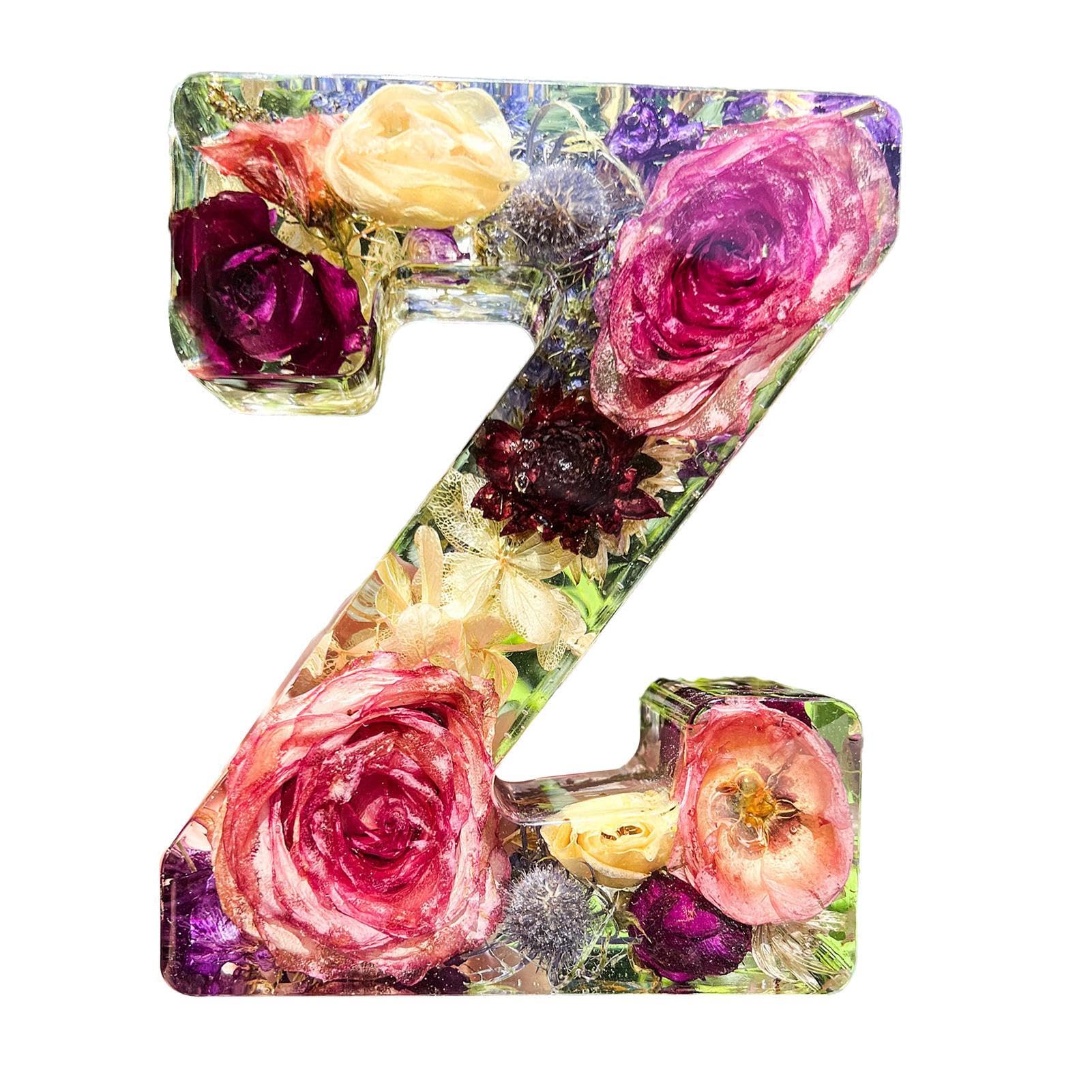 ZHUMCCY Flower Letter Night Light, Dried Flower Resin Night Lamp Floral Resin Letter Night Light Creative Table Light Night Lamp for Bedroom, Living Room