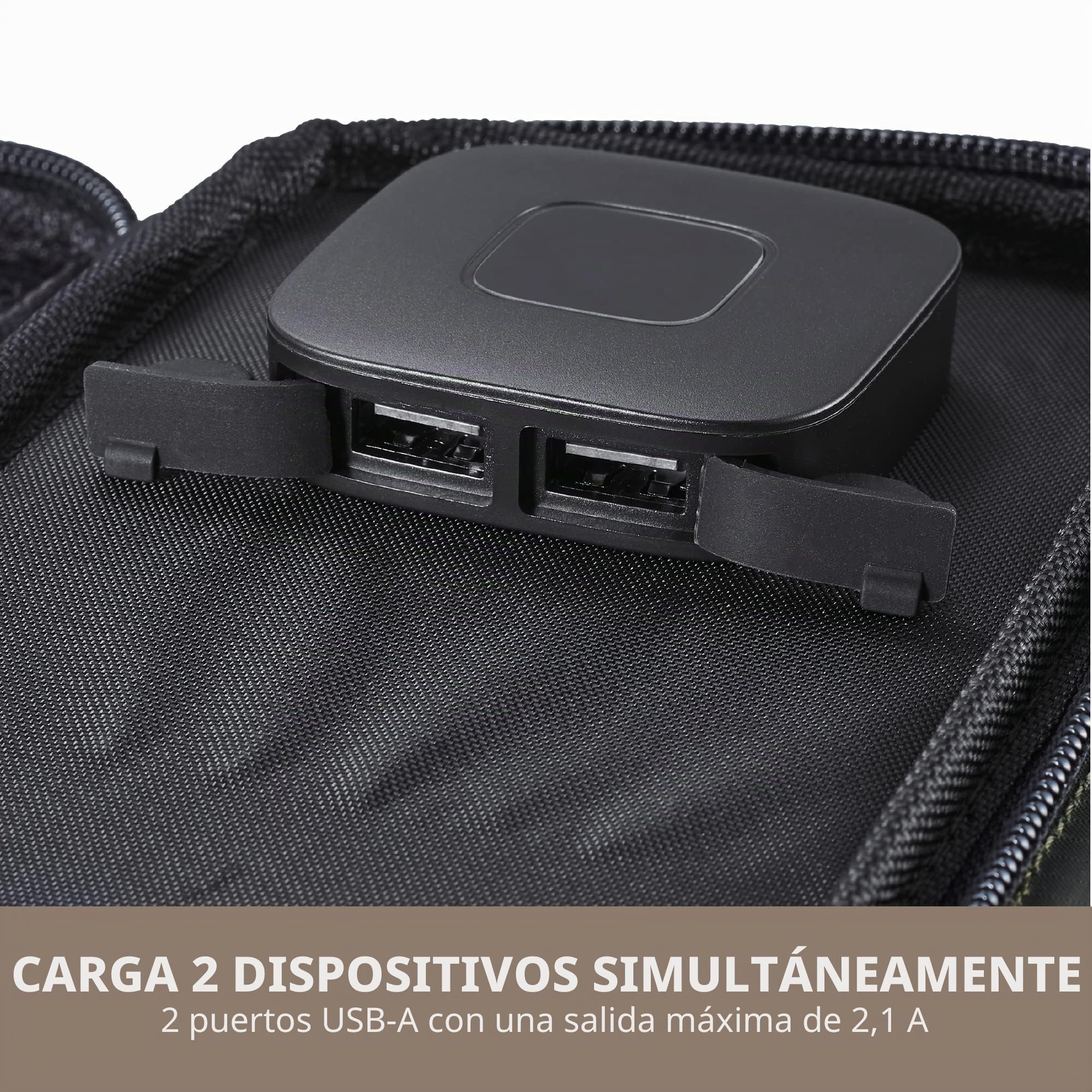 ELECOM NESTOUT - Panel Solar portátil, Puertos USB-A duales, Cargador de generación de energía de 28 W para Campamento de teléfono, Nailon Ripstop Duradero Resistente al Agua, Plegable, Ligero,