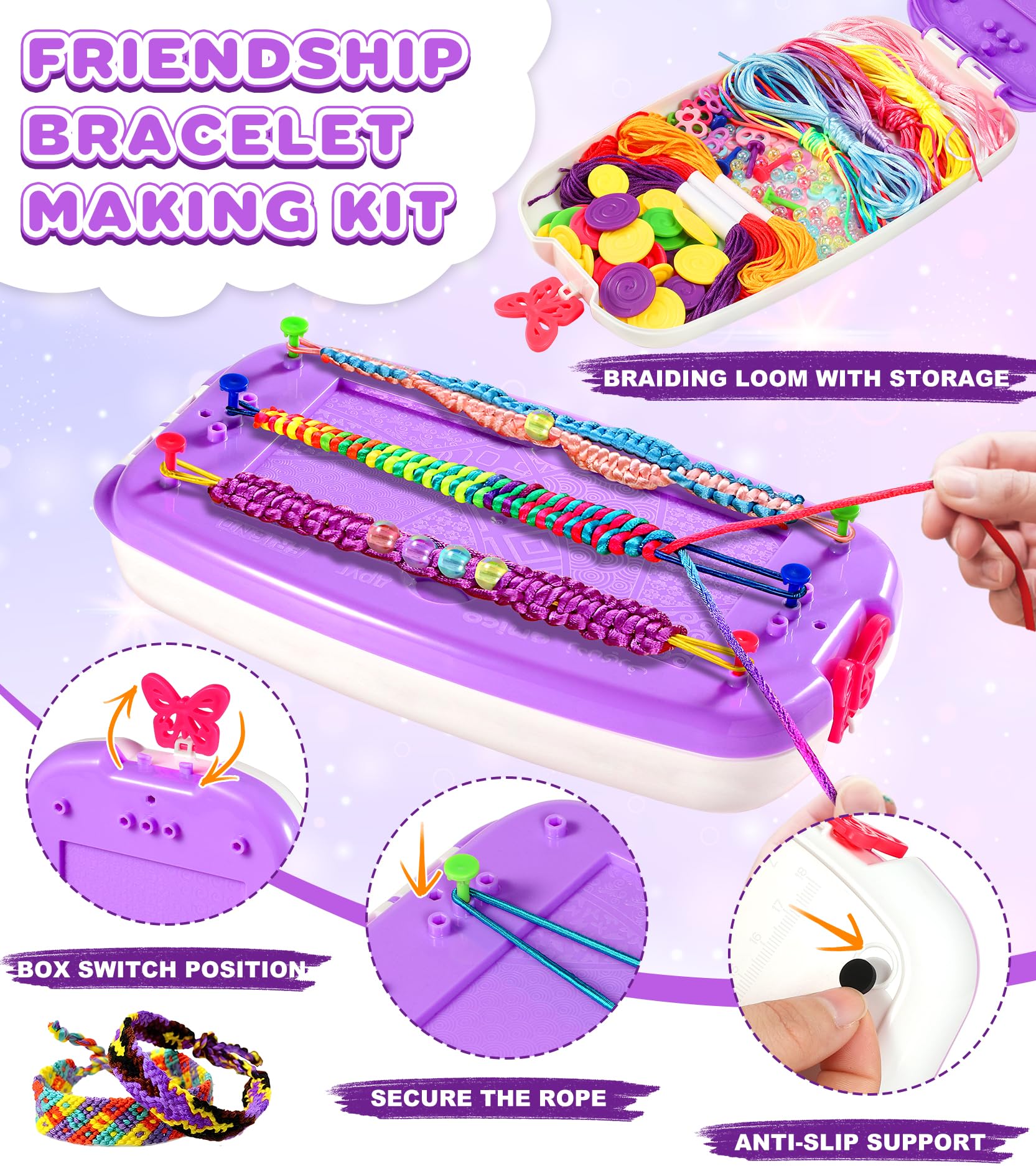 Perbabe Kit Braccialetti Fai Da te Bambina, Crea Braccialetti Bambina Kit Artigianale Braccialetti Amicizia Regalo Compleanno Bambina, Giochi Creativi per Ragazze Età 6 7 8 9 10 11 12 Anni