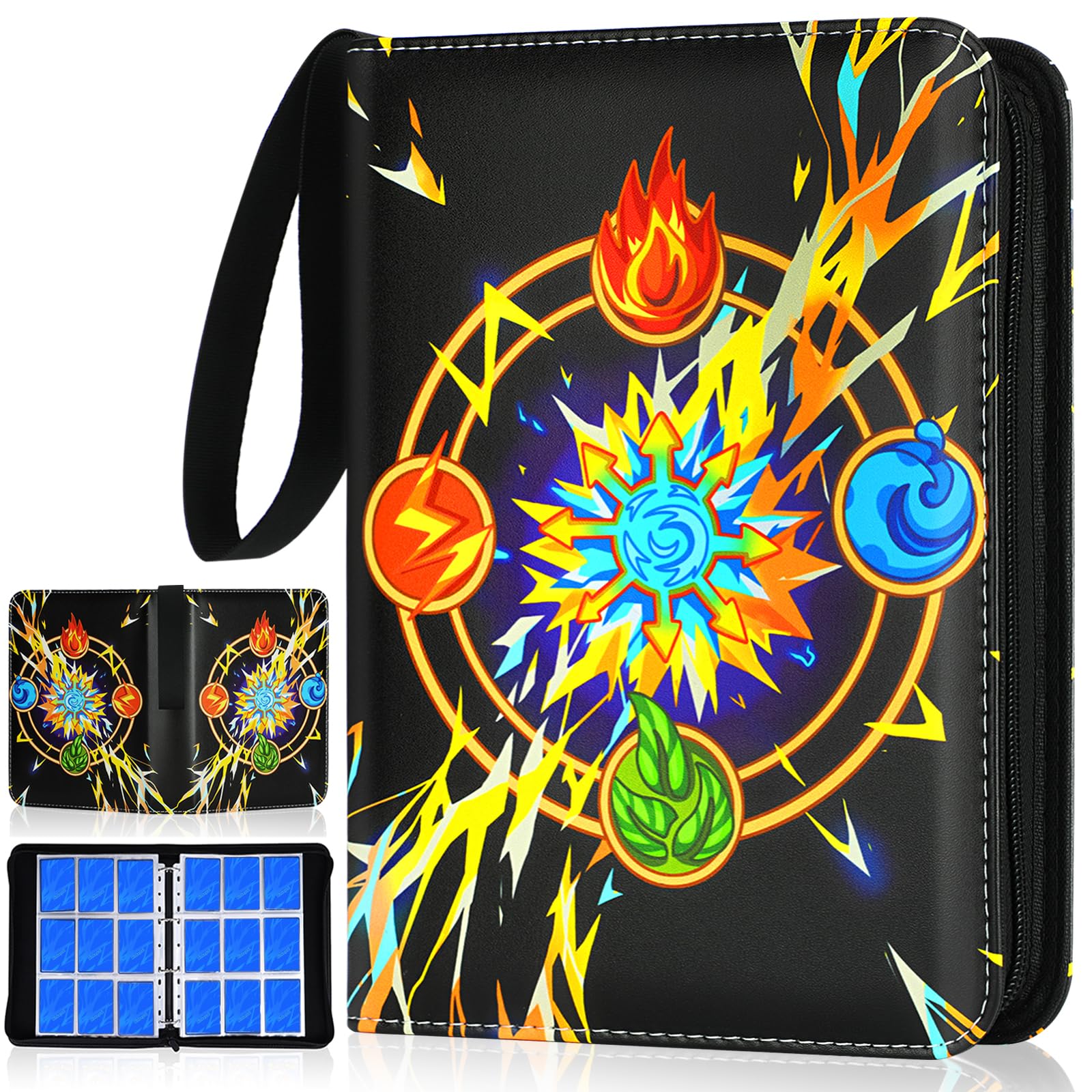 Card Binder for Cards, 9-Pocket Trading Card Binder with 50 Removable Sleeves Fits 900 Cards, Great Creative Design Card Collection Binder Album Gift for Boys Girls Aged 4 to 16 (900 Pockets)