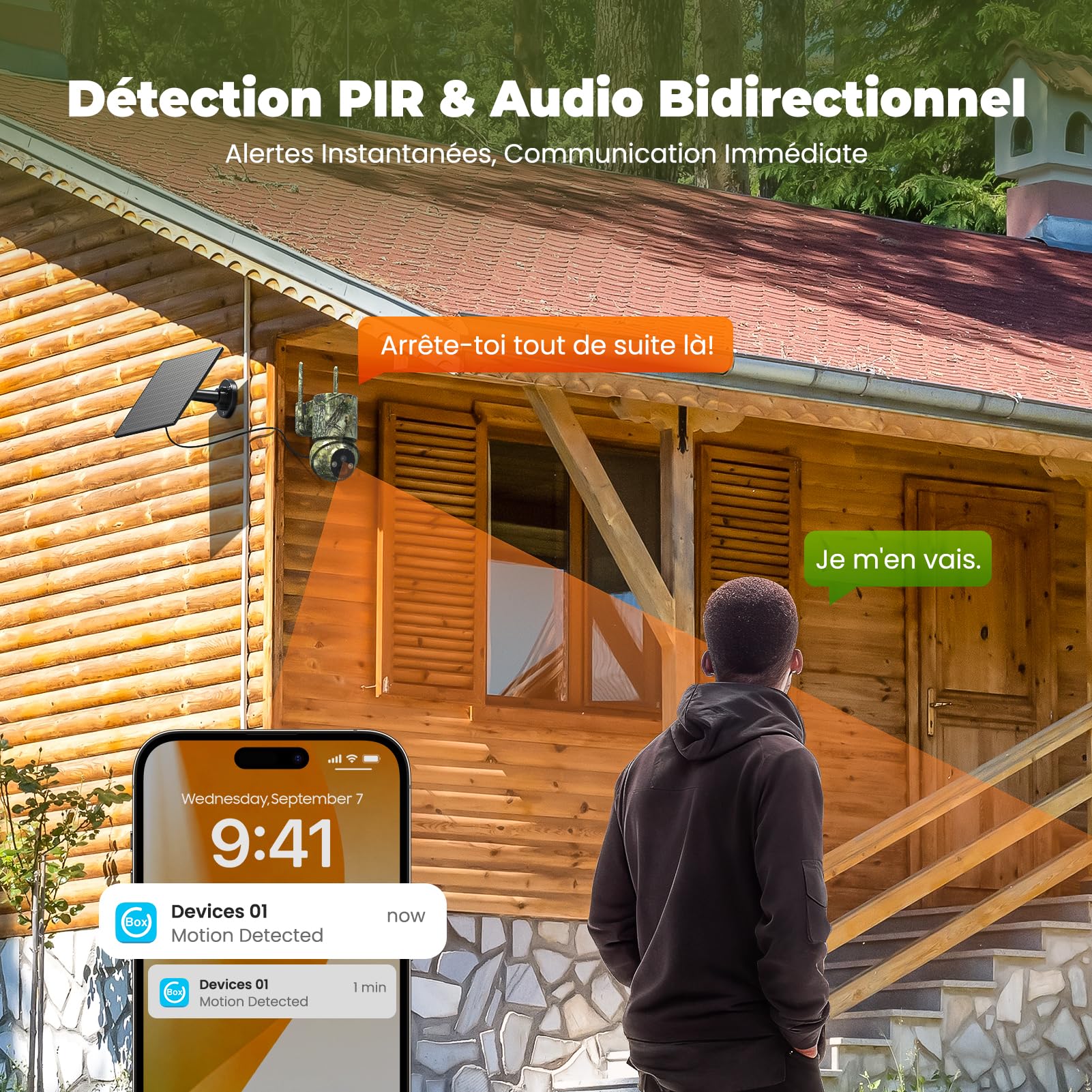 Caméra de Chasse 4G LTE & Solaire avec PTZ | SIM Préinstallée, Vision Nuit Couleur, Détection Mouvement, Audio Bidirectionnel et Batterie 5000mAh