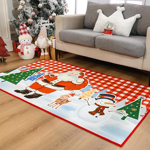 Miniatura 4 de Alfombra de Navidad antideslizante para sala de estar, alfombras de Navidad decorativas, alfombras de Navidad lavables para interiores para