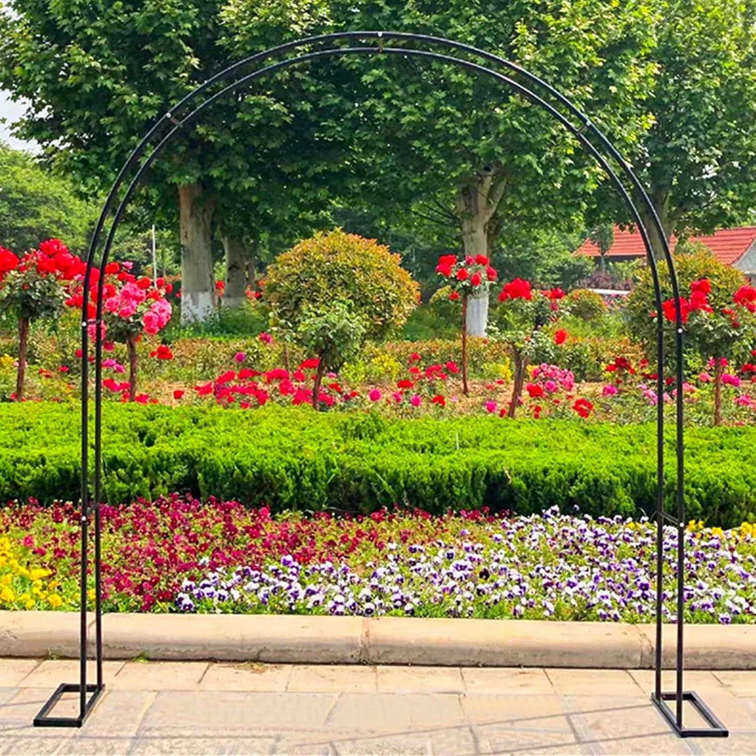 Iron Garden Arch Wedding, Garden Arbor, Christmas Rose Arbor, Garden Archway for Climbing Plants, Pergola for Garden, Backyard, Lawn, Bench, Black, White, Green, Home Decoration (Color : Black+A, S