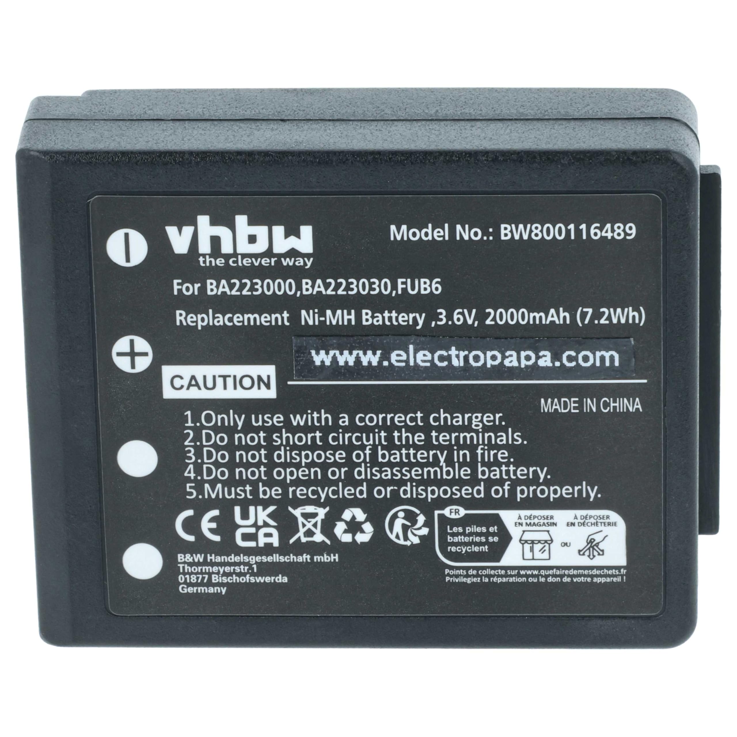 vhbw Bateria 5 x kompatybilna z HBC Radiomatic Micron 7, Patrol D, Micron 5, Micron 6 Remote Control (2000mAh, 3,6V, NiMH)