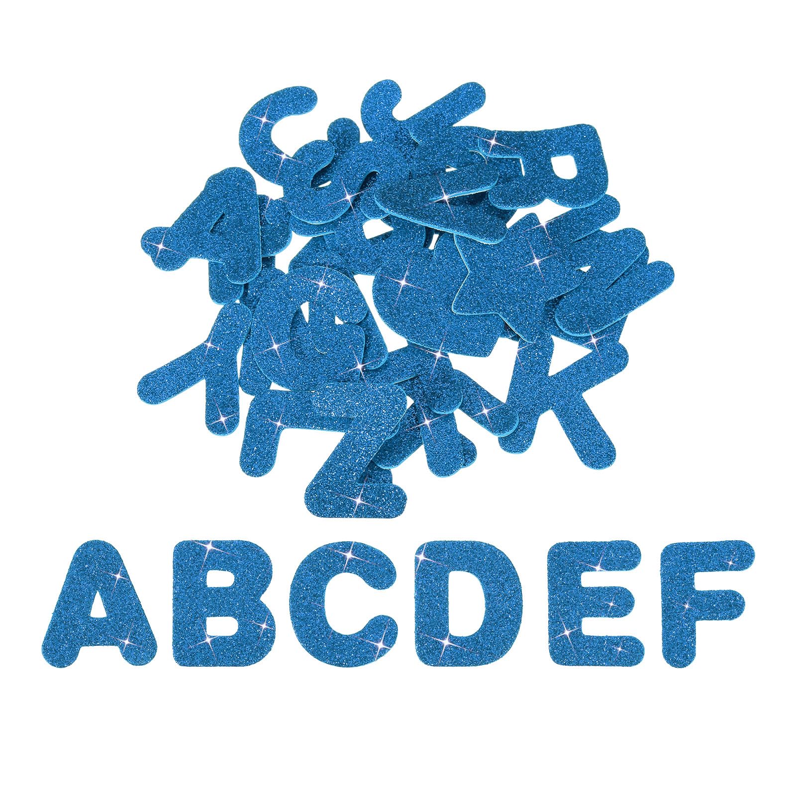 PATIKIL Alphabet Foam Stickers, 52Pcs Letters A-Z EVA Self Adhesive Glitters Foam Shape Sticker Craft Supplies for Scrapbook Card DIY Making Home Decor, Dark Blue