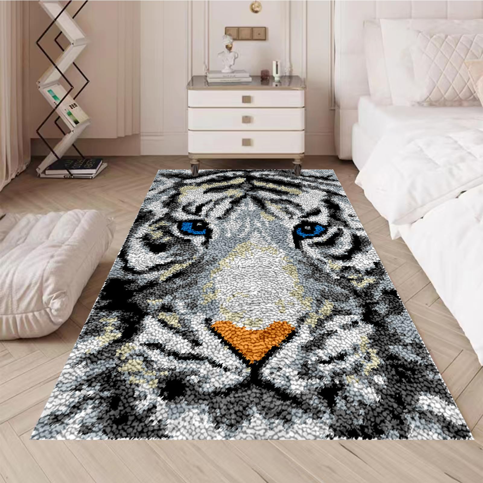 Kit per tappeto con gancio a scrocco, per adulti, fai da te, ricamo, con tela stampata, grande filato all'uncinetto, kit per la creazione di tappeti per la decorazione della casa, 55 x 75 cm