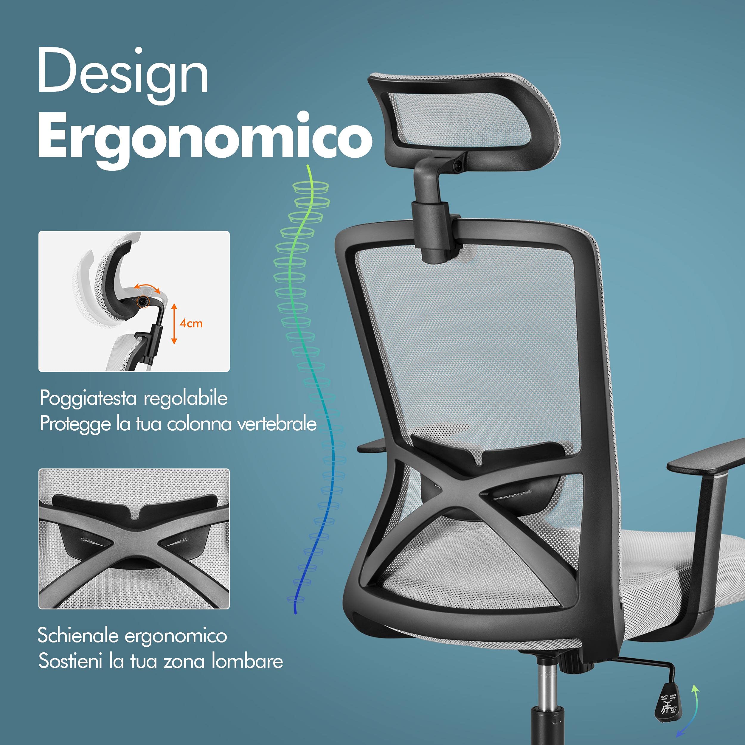 Yaheetech Bureaustoel, ergonomisch, lendenwervelkolom, verstelbare