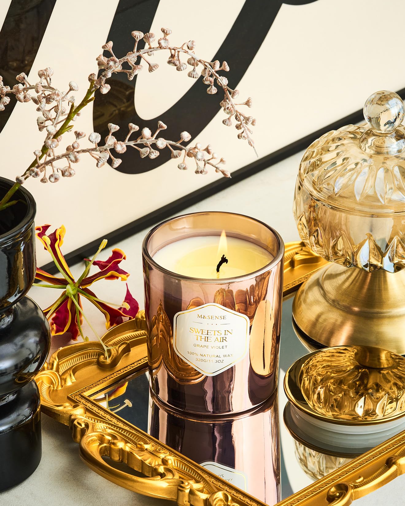 Candela Profumata M&SENSE All'Uva E Violetta - Cera Di Soia Naturale Per Casa, Yoga E Relax - Foto 6