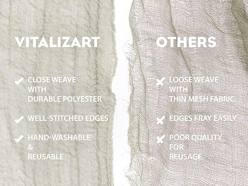 Miniatura 6 de Vitalizart Camino de mesa de estopilla de 10 pies, mantel bohemio de tela de queso nude, 35 x 120 pulgadas, decoración rústica para decoración de