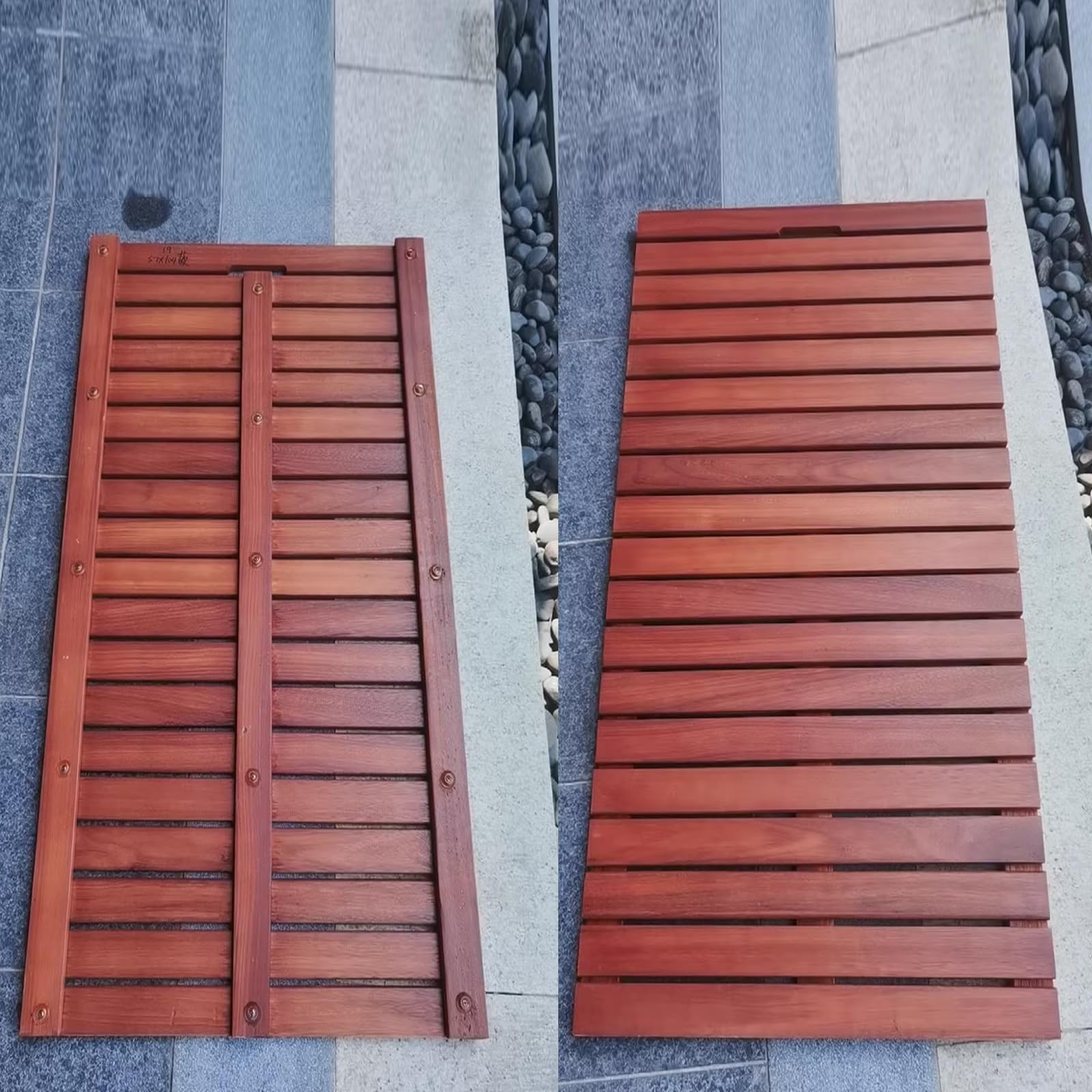 QWEASDF Pedana Doccia Legno,pedana Legno Doccia,Tappetino Doccia in bambù,Tappetini da Doccia,pedana Doccia Esterna Giardino,per Spa, Cucina, Ingresso, Ufficio(75x100cm/30x39in)