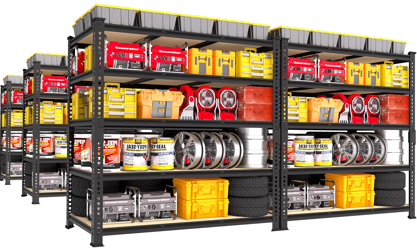 PrimeZone Heavy Duty Garage Storage Shelves - 48" W X 24" D X 72" H Adjustable Metal Shelving Unit, 5 Tier Industrial Shelves for Storage Standing