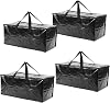 Extra Large Moving Bags,Collapsible Storage Bins,Heavy Duty Tote,Oversized Packing Supplies with Strong Handles,Large Bags With Smooth Zipper,Storage Boxes Alternative Black,4Pack