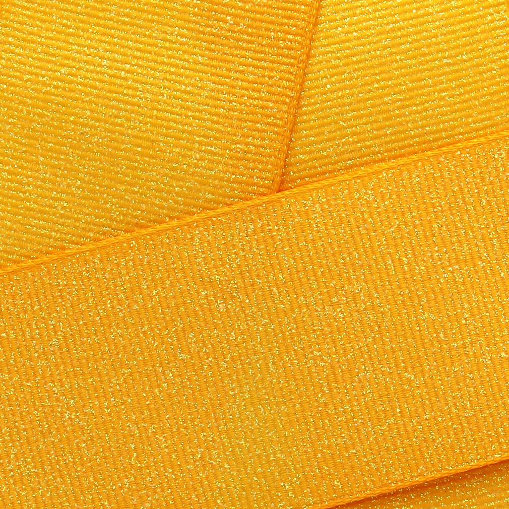 HBC 7/8" Dazzle Glitter Grosgrain Ribbon Yellow Gold 5 Yard