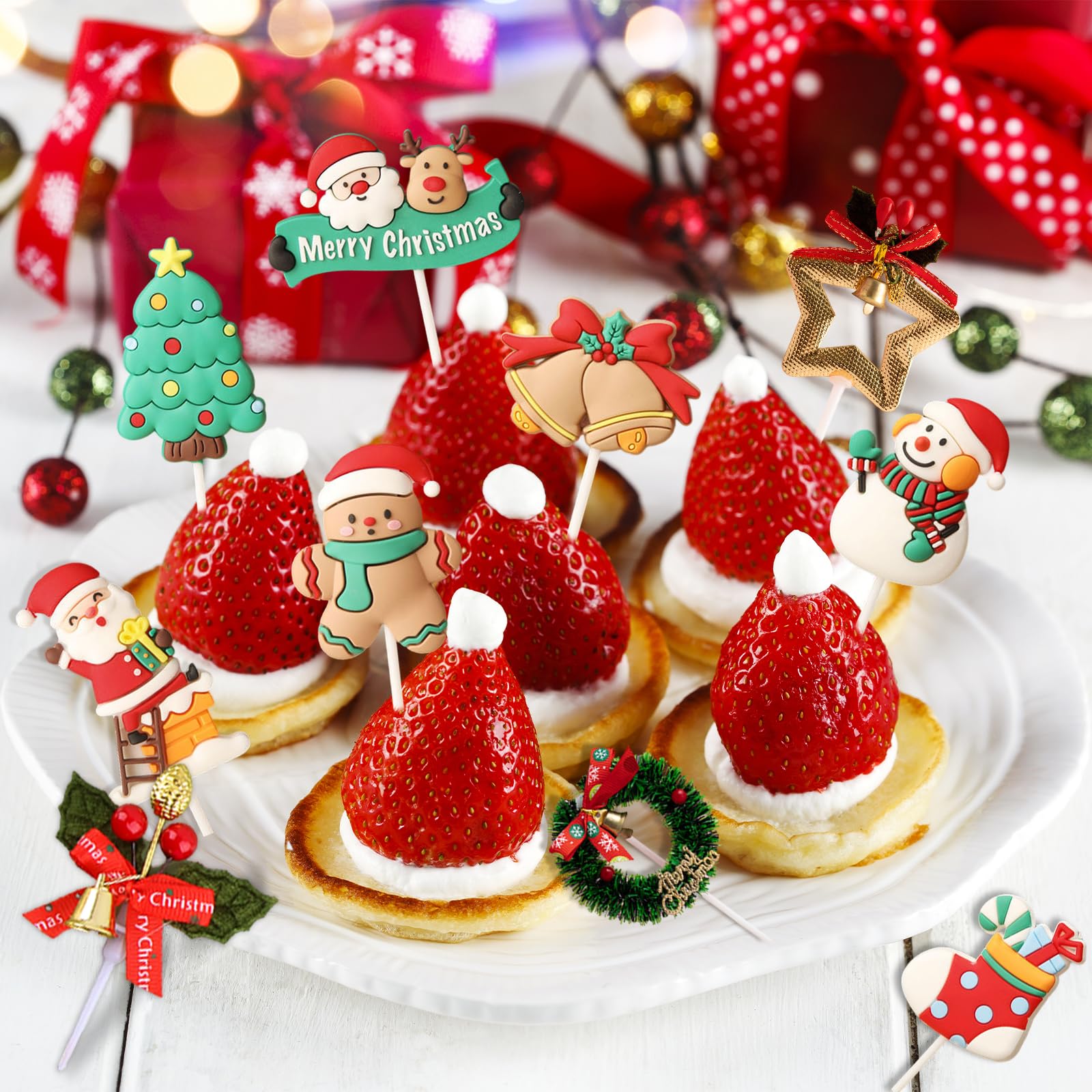 80 decorazioni per torte natalizie, decorazione per torte di Natale, decorazione per muffin di Natale - xocome