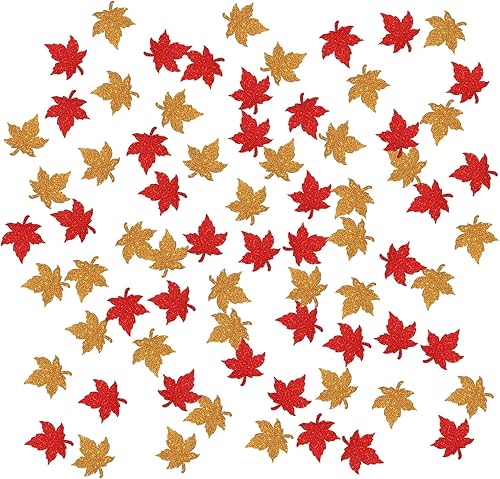 INNORU Confeti con purpurina de hoja de arce, confeti de mesa de Hello Fall, confeti de bienvenida de otoño, día de Acción de Gracias, confeti de