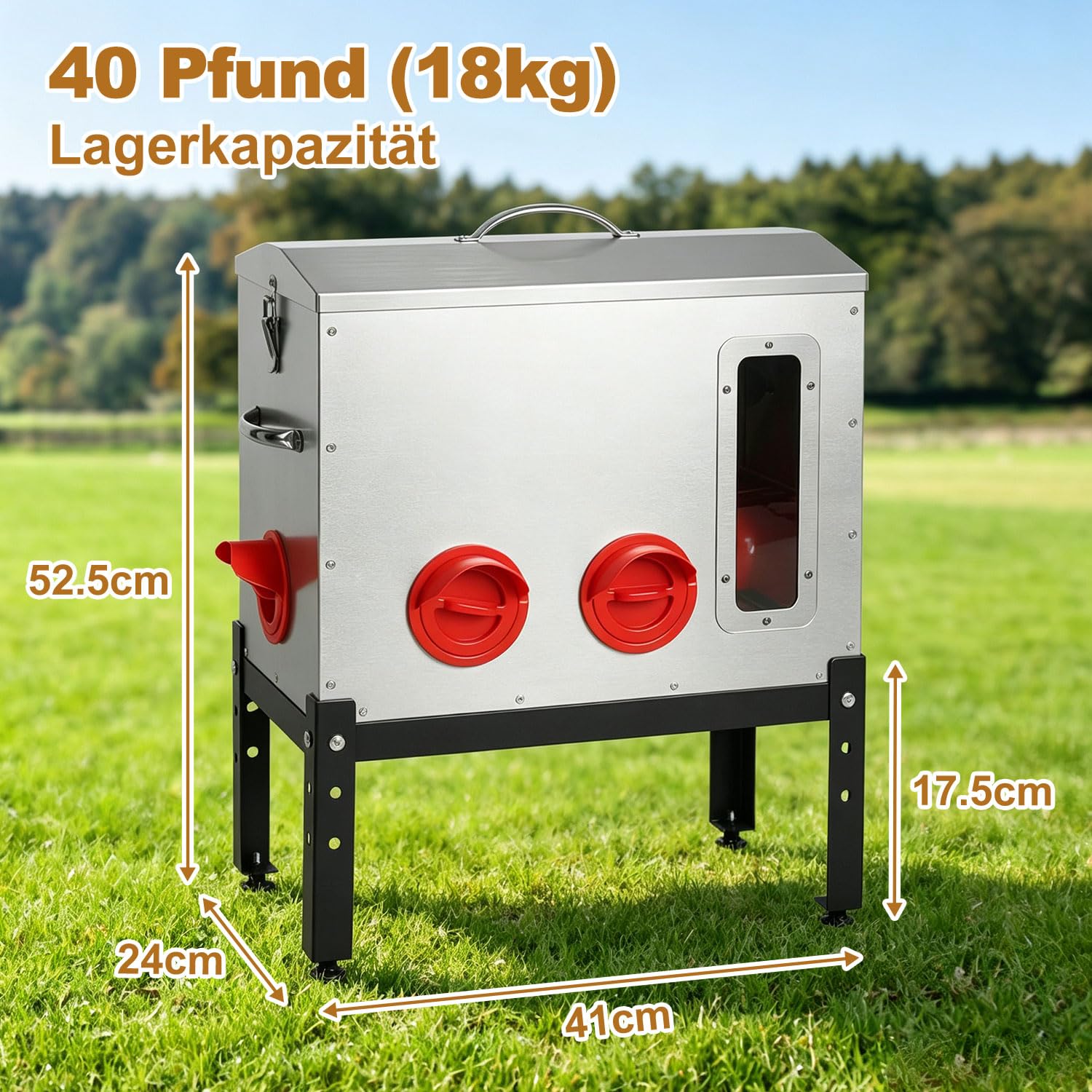 Automatyczny karmnik dla kur, 18 kg, z 6 otworami do jedzenia, z
