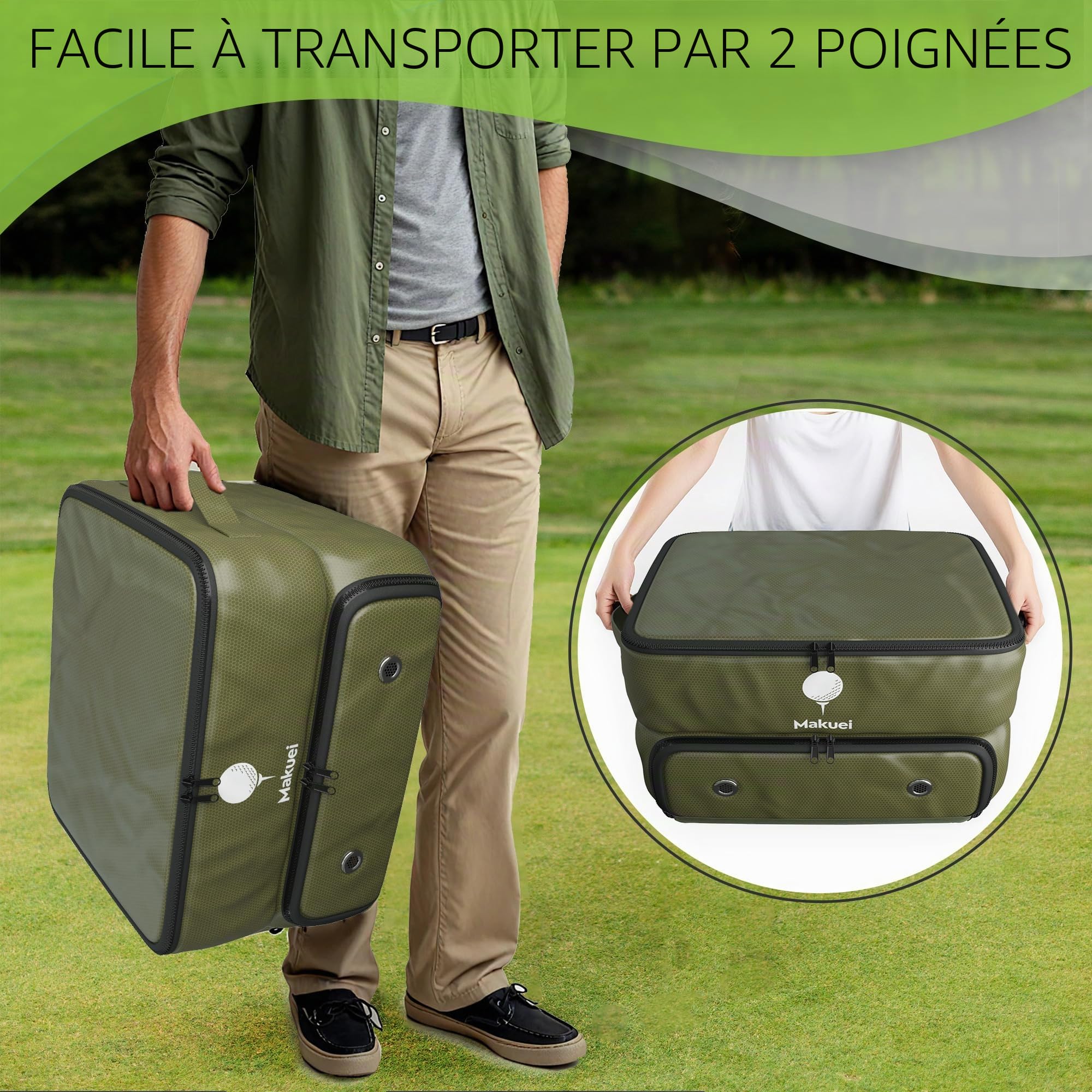 Makuei Organisateur d'accessoires de golf pour voiture - Idéal pour ranger brosses, tees, balles, répare-pitch, vêtements et autres accessoires - Cadeau de golf parfait